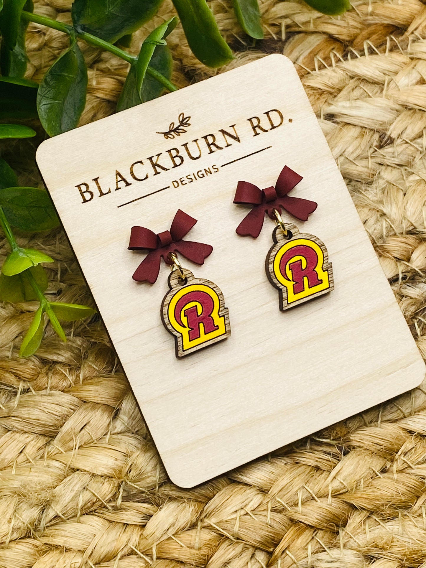 Petite Matte Burgundy Bow Ross R Dangles