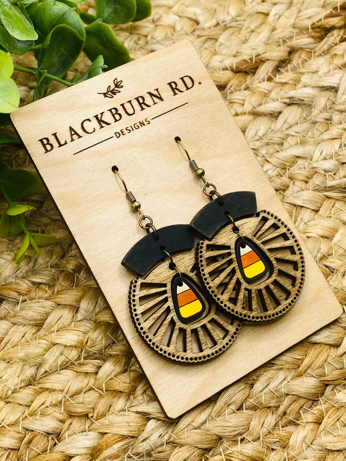 Boho Intricate Candy Corn Sundial Dangles
