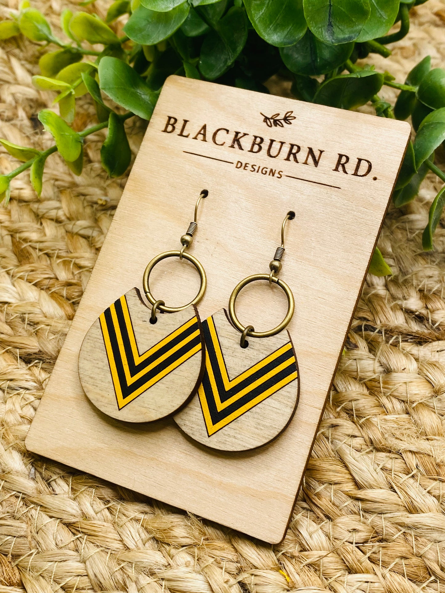 Taylor Pointed Stripe Cut Teardrop Dangles