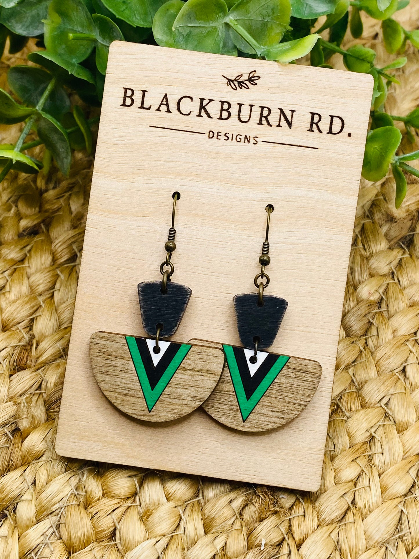 Boho Half Circle V Striped Dangles (Harrison)