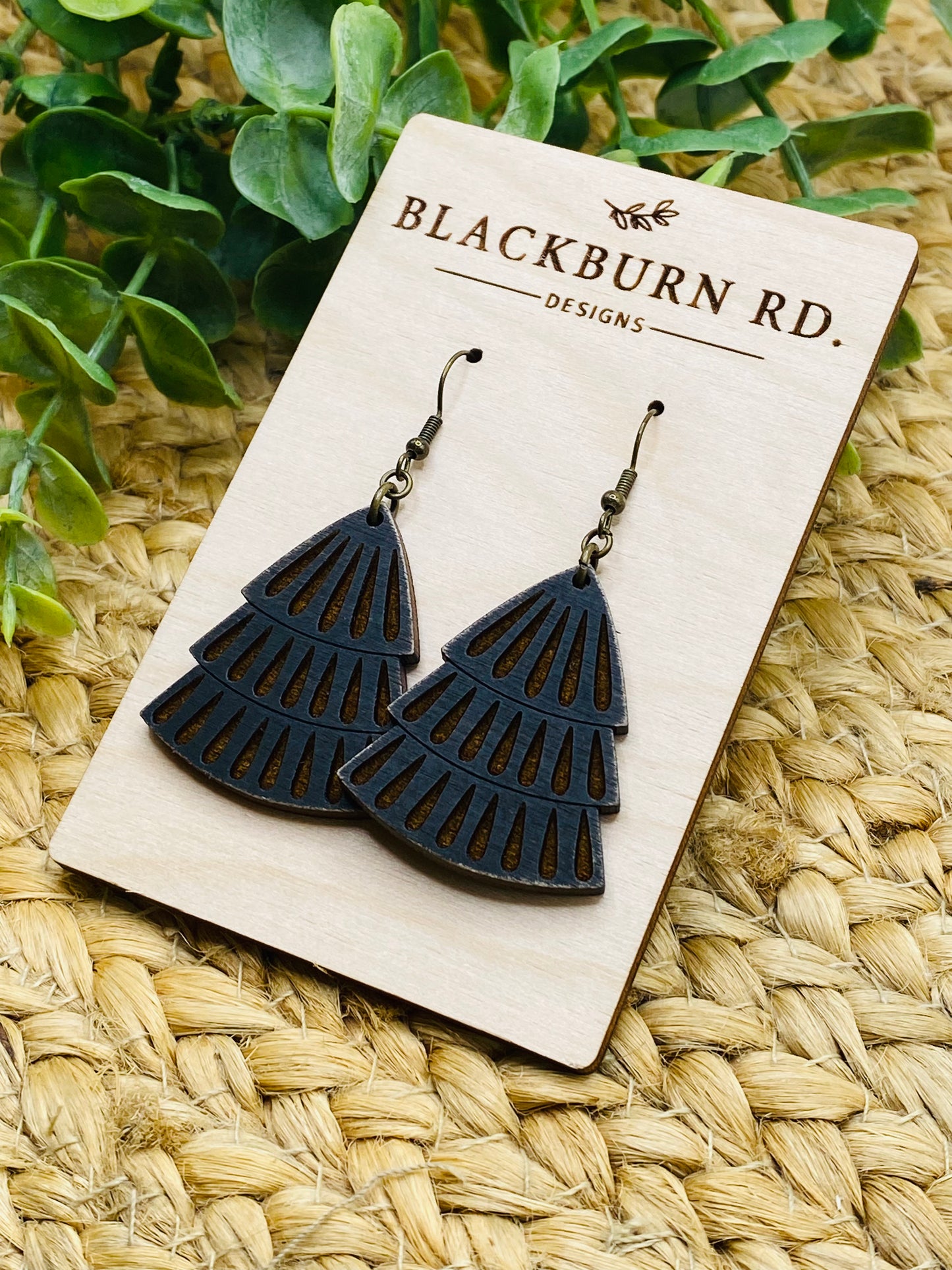 Black Tree Dangle Earrings