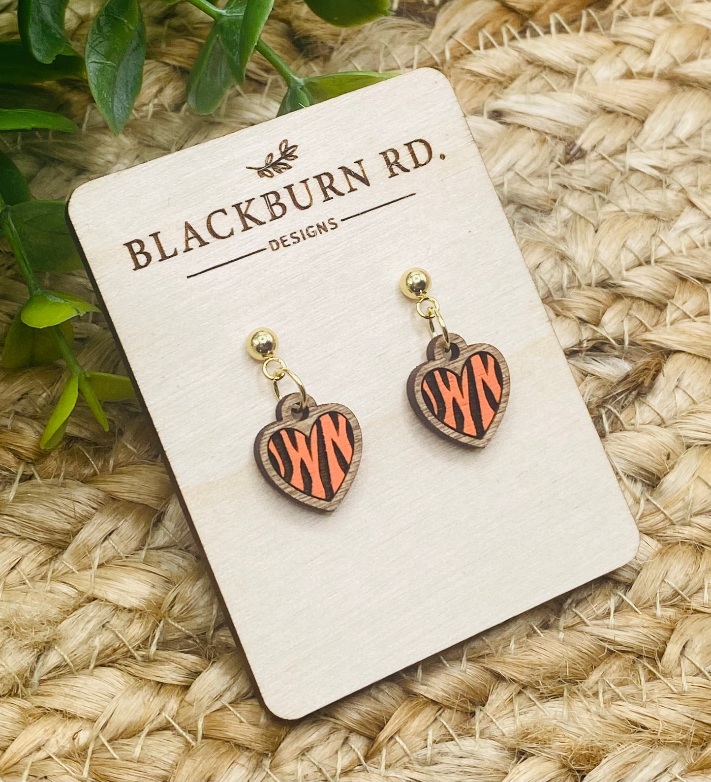 Petite Tiger Stripe Heart Dangle