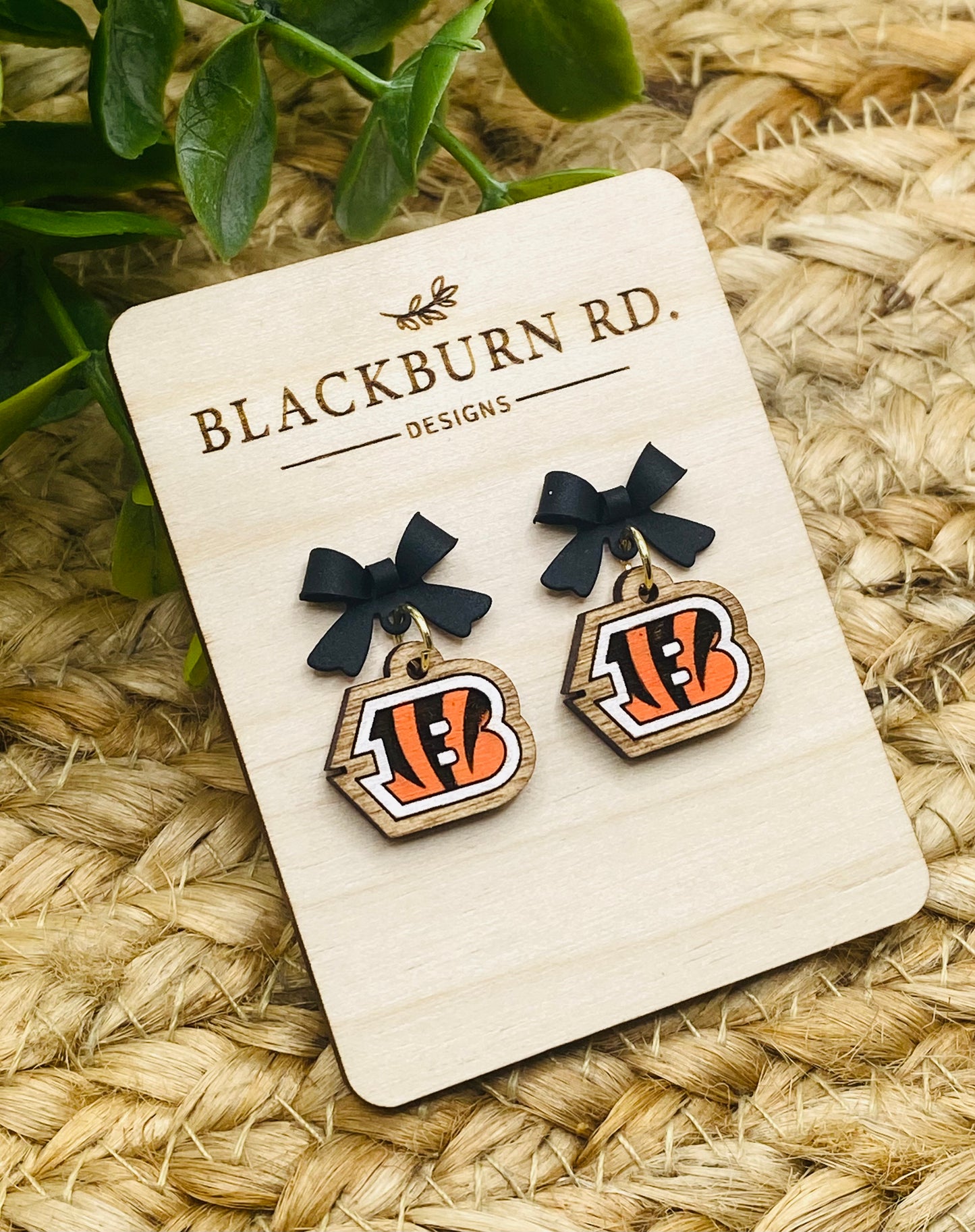 Petite Black Bow Bengals B Dangle