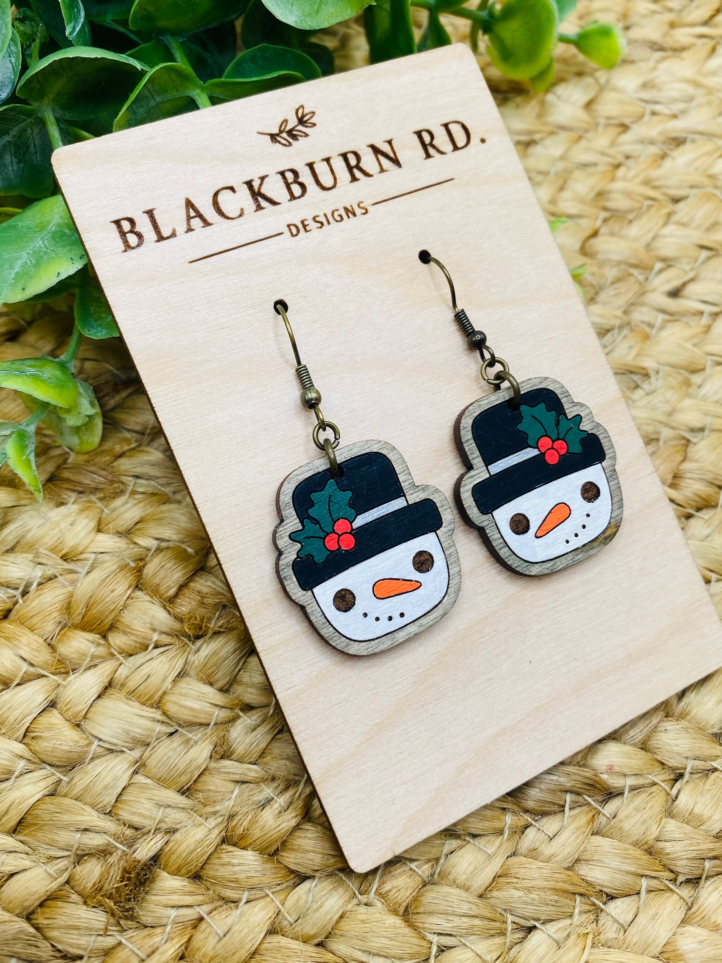 Marshmallow Snowman Dangle Earrings