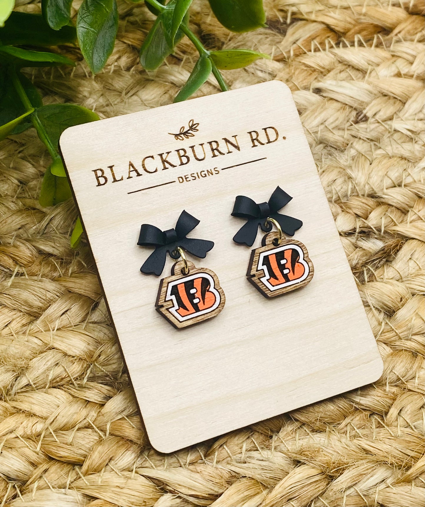 Petite Black Bow Bengals B Dangle