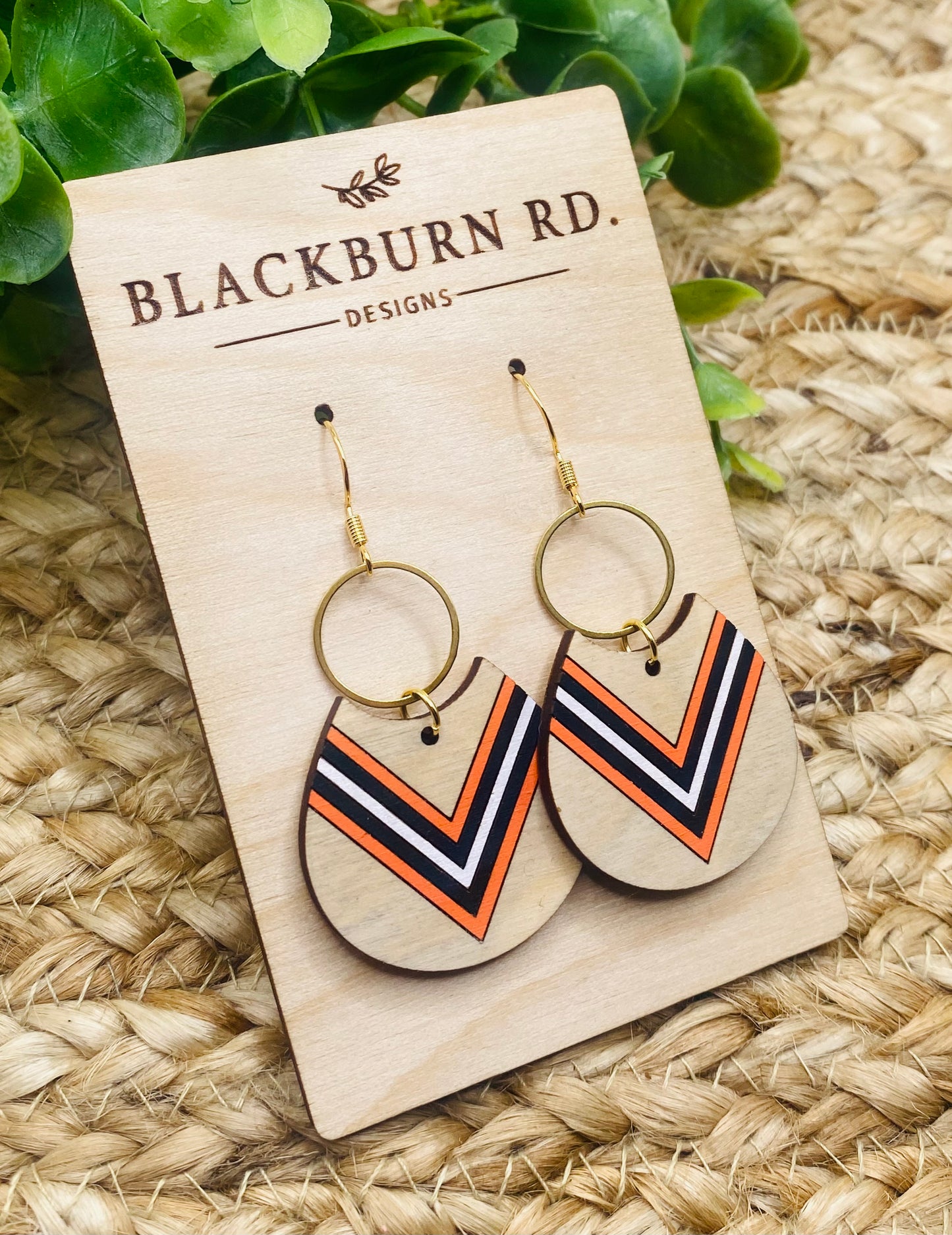 Pointed Stripe Cut Teardrop dangles