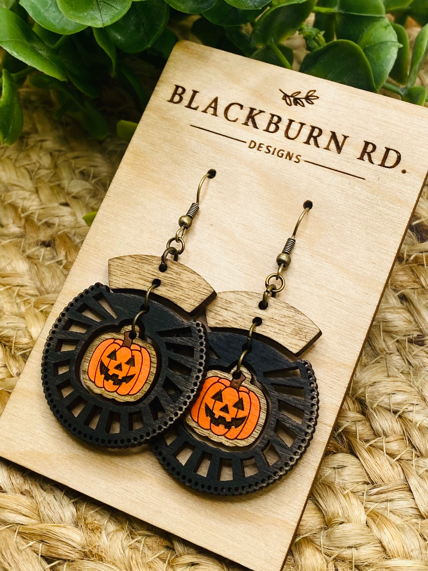 Boho Intricate Jack-O-Lantern Sundial Dangles