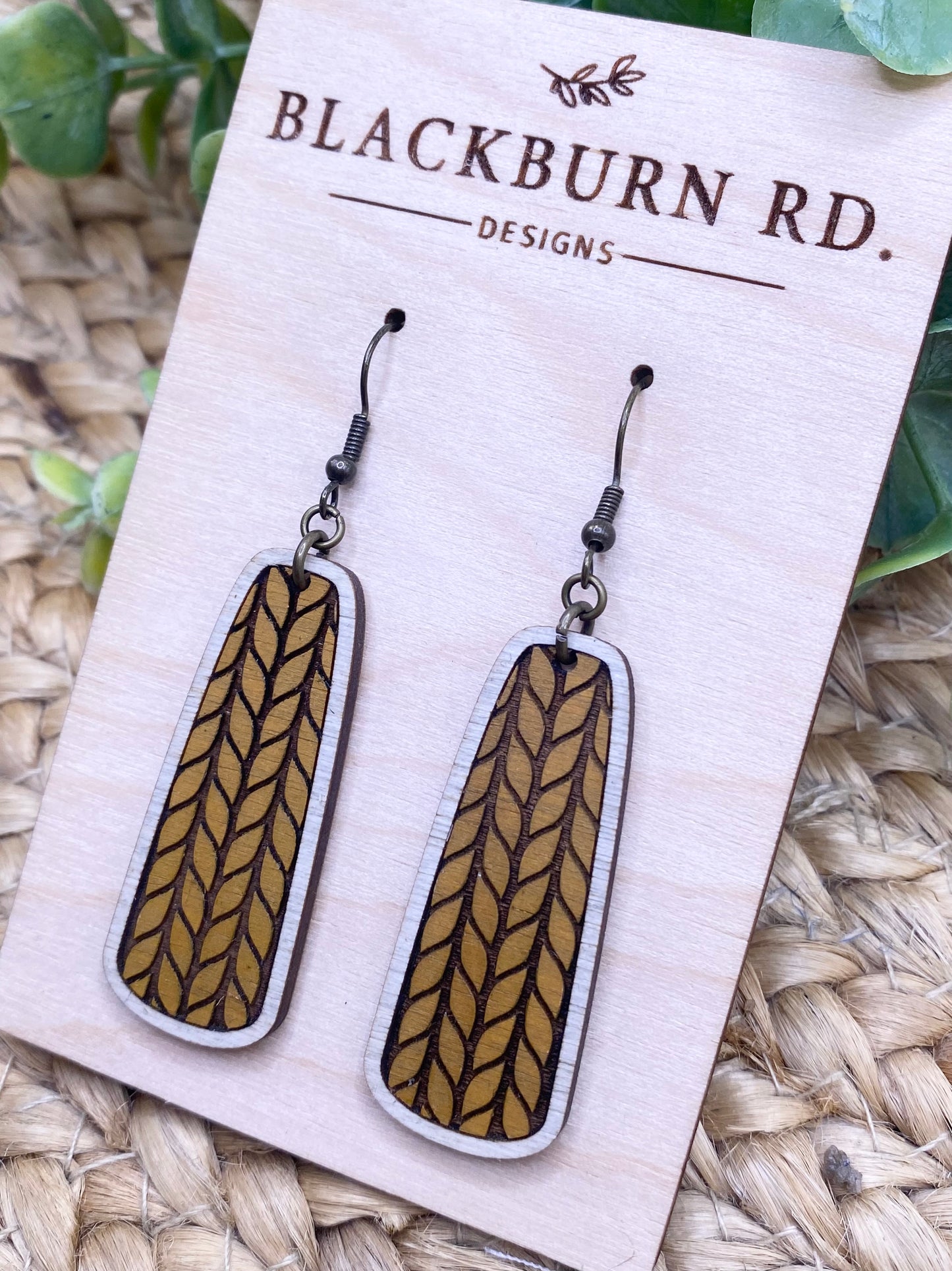 Boho Cable Knit Bar Dangle Earrings