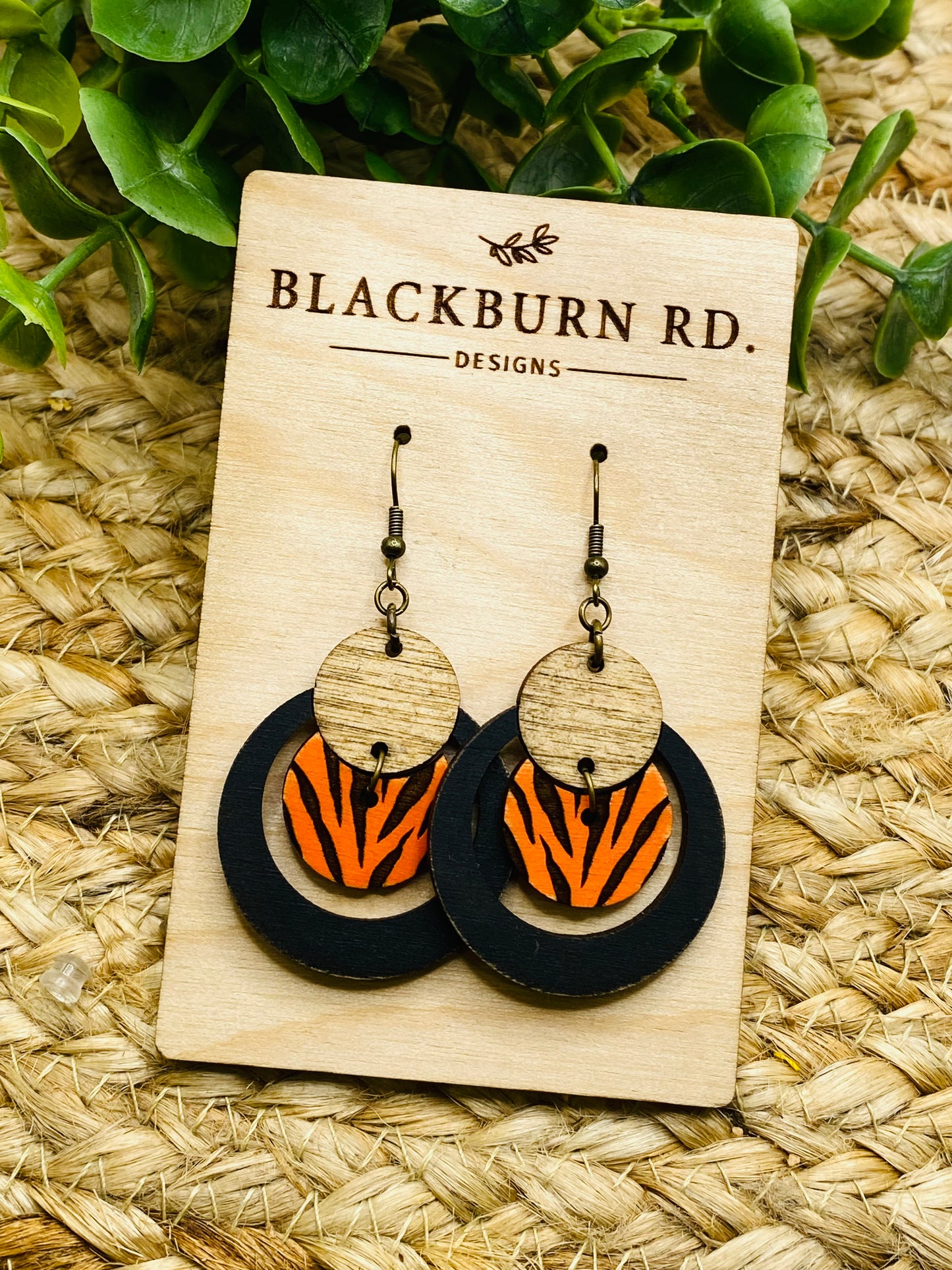 Open Hoop Tiger Stripe Earrings