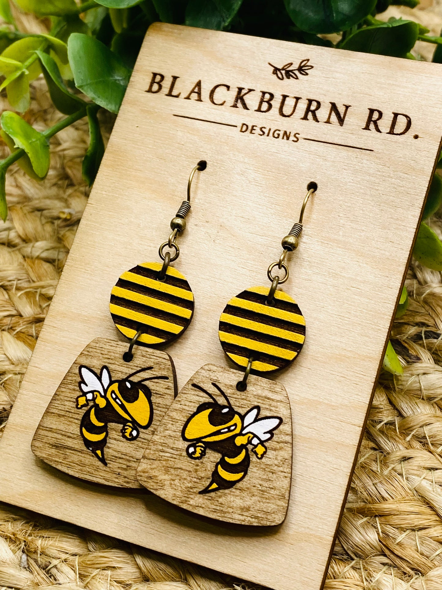 Yellowjacket Logo Striped Connector Oblong Dangles
