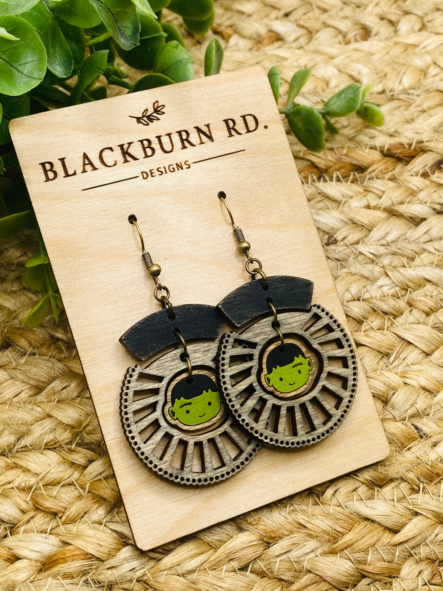 Boho Intricate Frankenstein Sundial Dangles