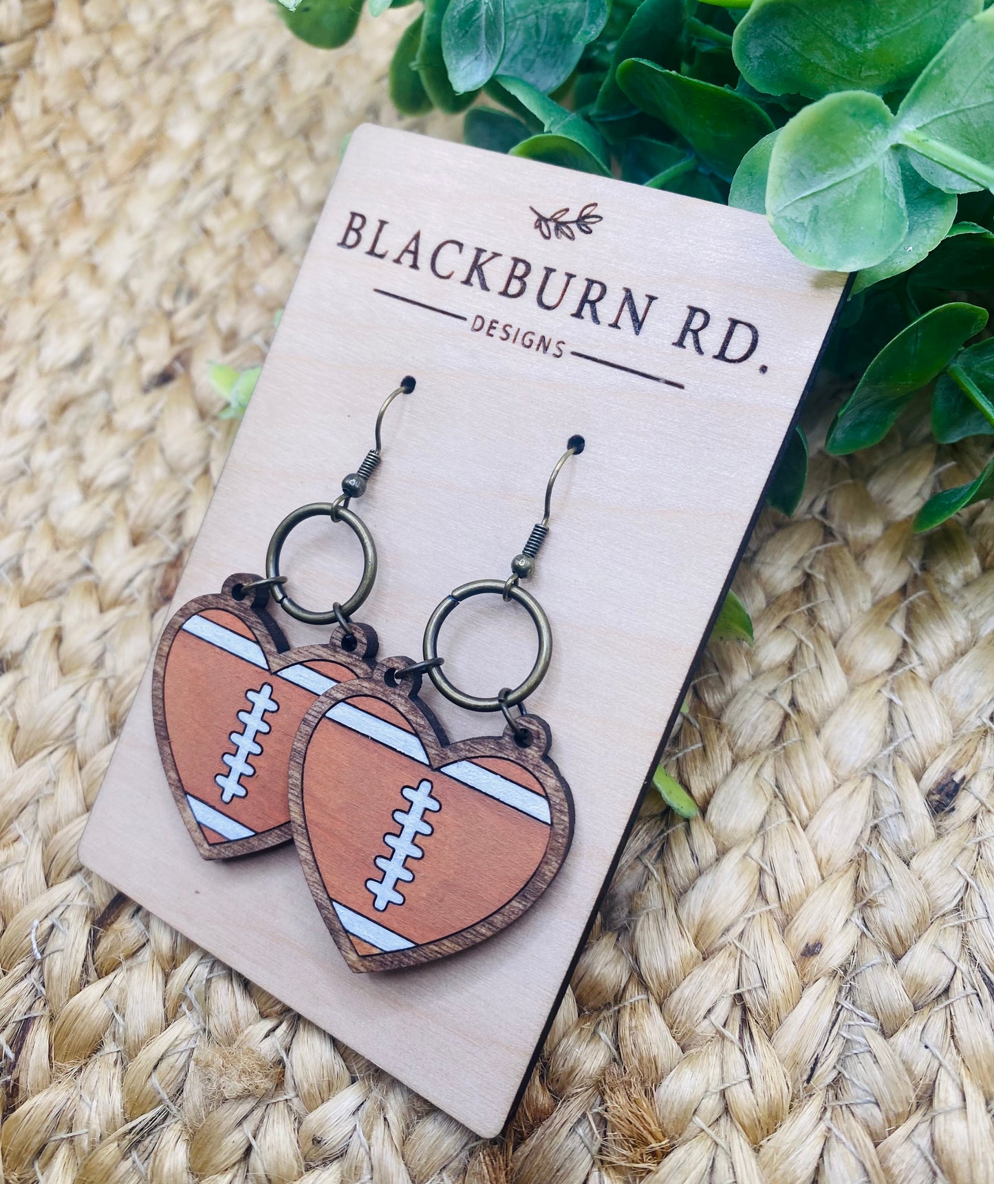 Football Heart Shaped Earrings