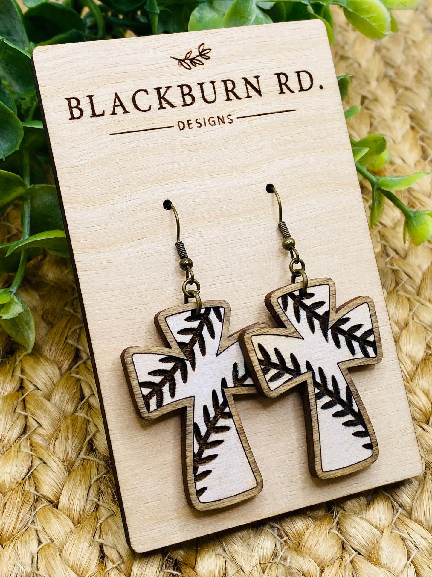 Baseball Cross Dangle Earrings