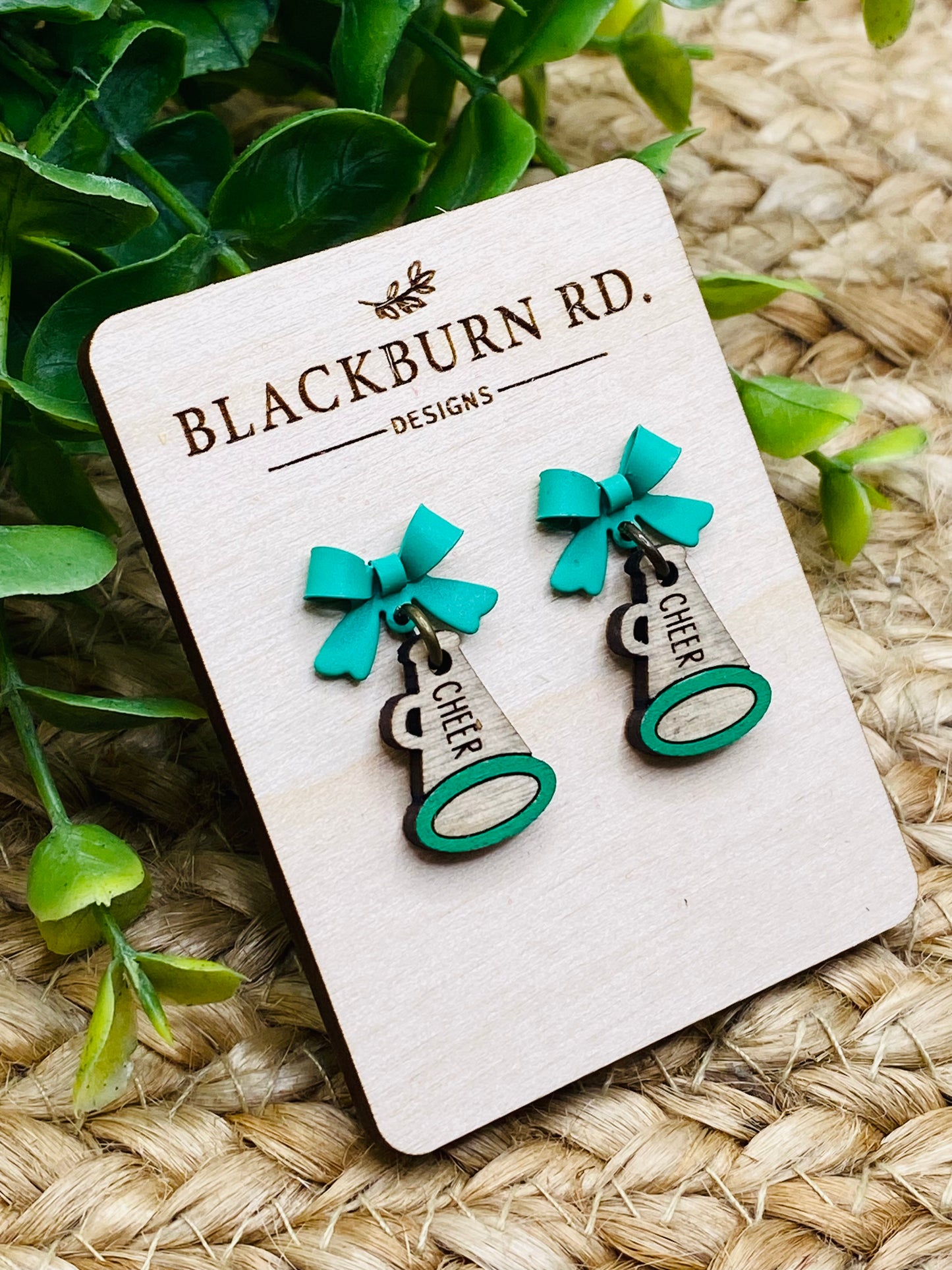 Petite Green Bow Cheer Megaphone Dangles
