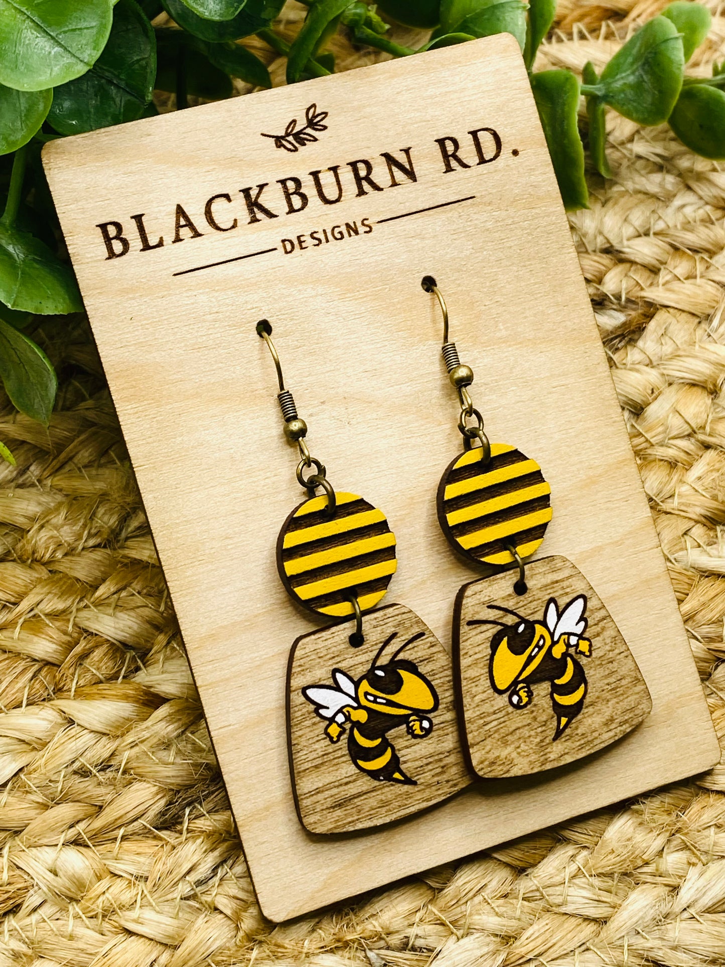Yellowjacket Logo Striped Connector Oblong Dangles