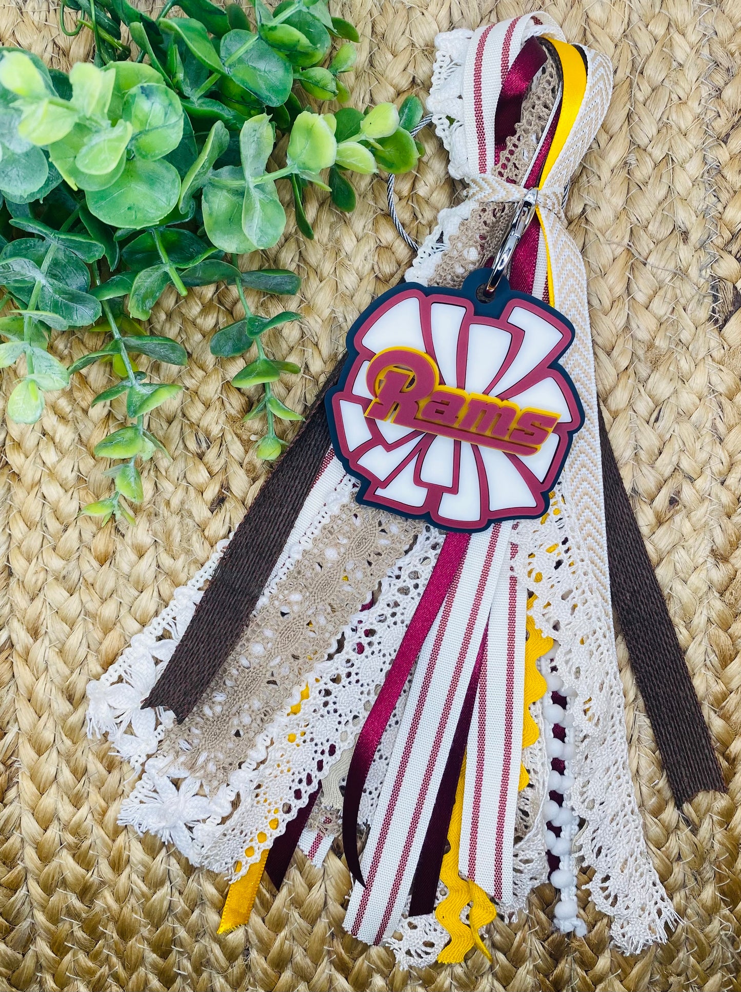 Ross Pom Pom Bag Tag with Ribbon