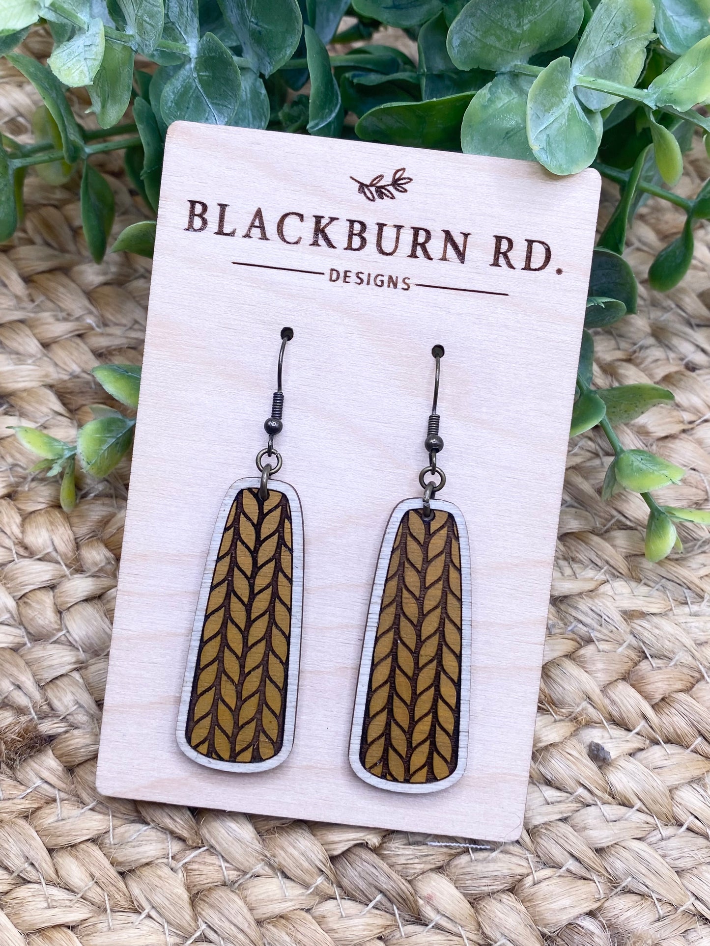 Boho Cable Knit Bar Dangle Earrings