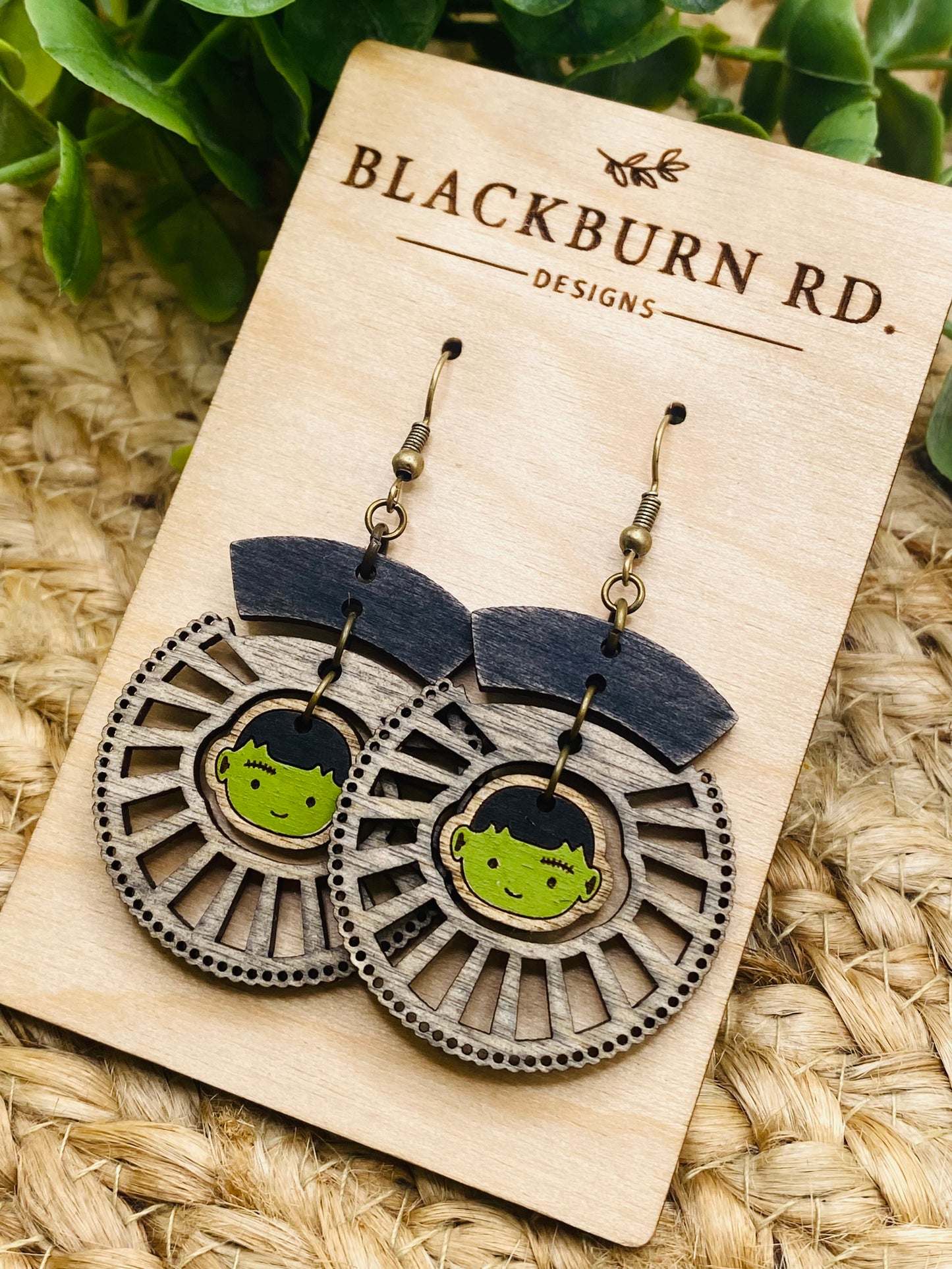 Boho Intricate Frankenstein Sundial Dangles