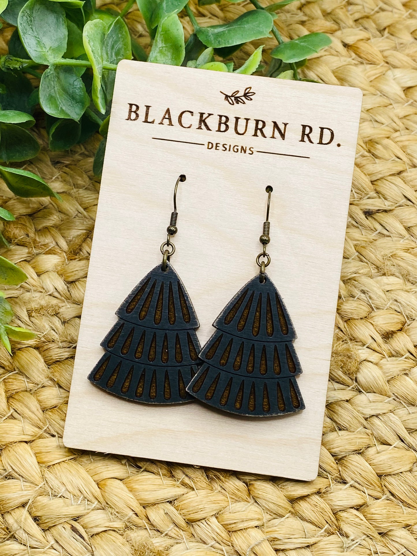 Black Tree Dangle Earrings