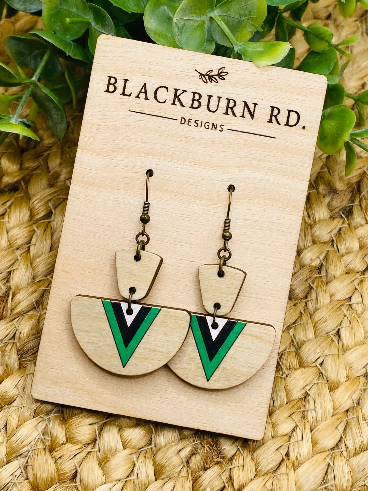 Boho Half Circle V Striped Dangles (Harrison)