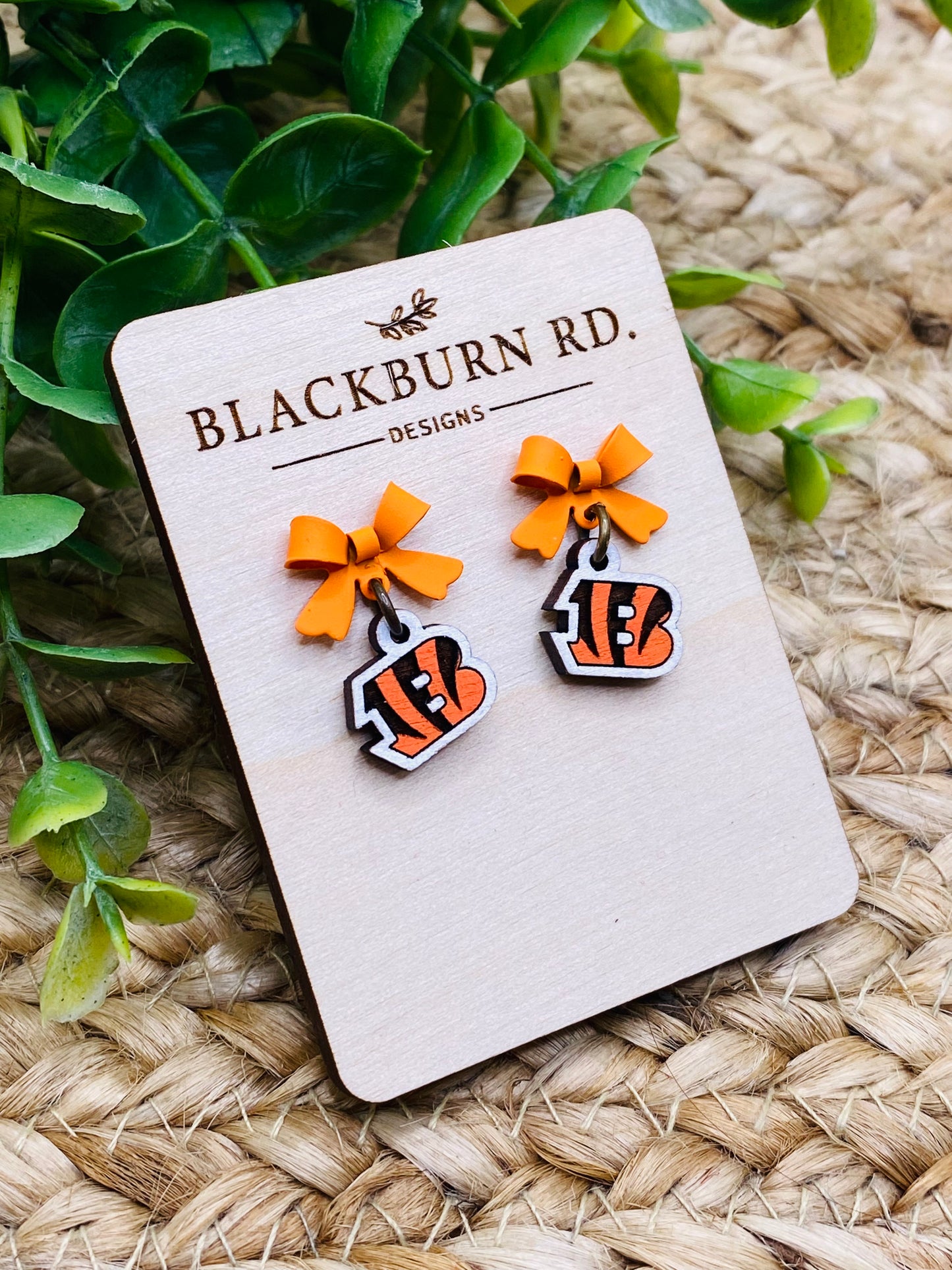 Petite Orange Bow Bengals B Dangle