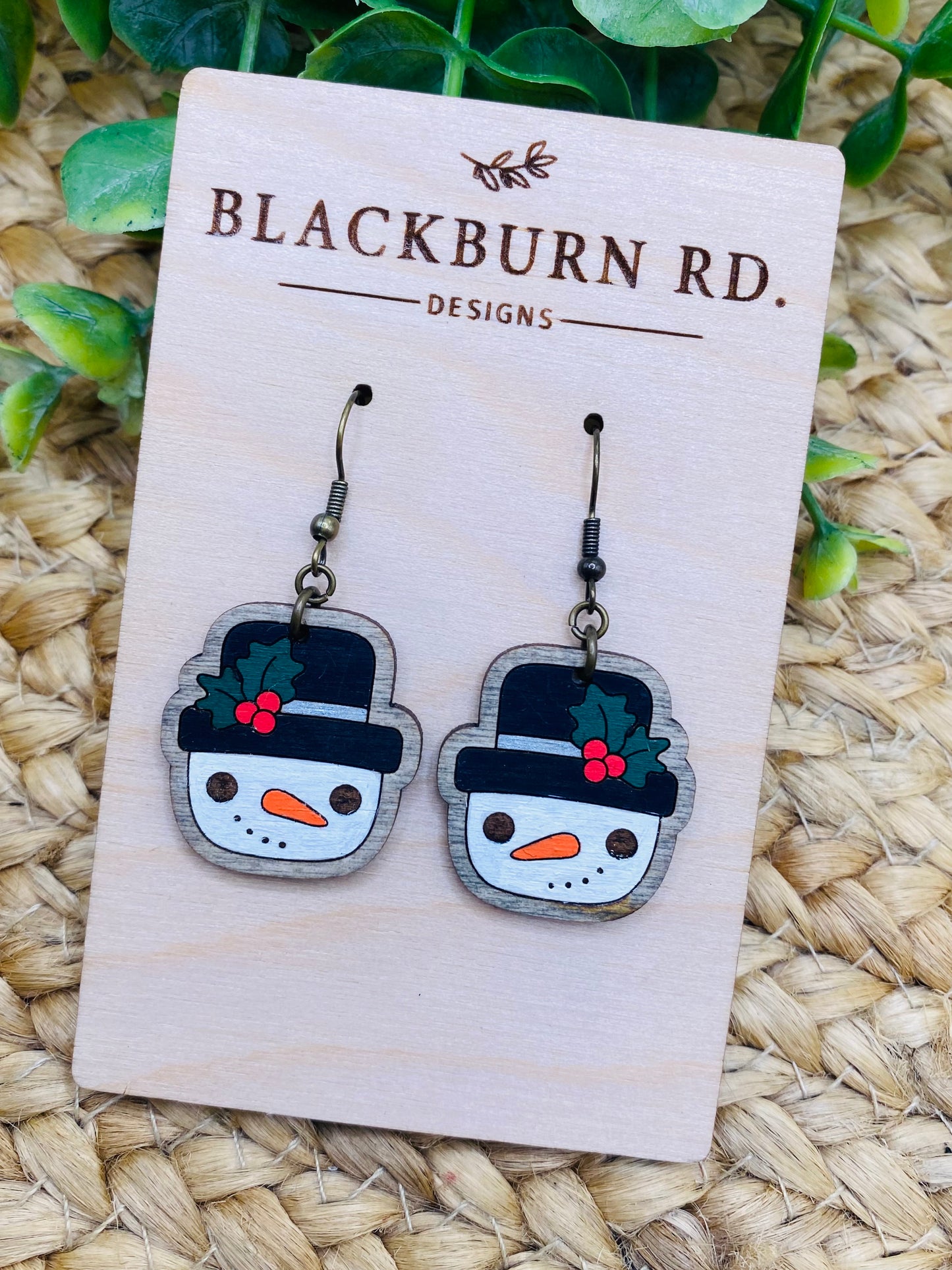 Marshmallow Snowman Dangle Earrings