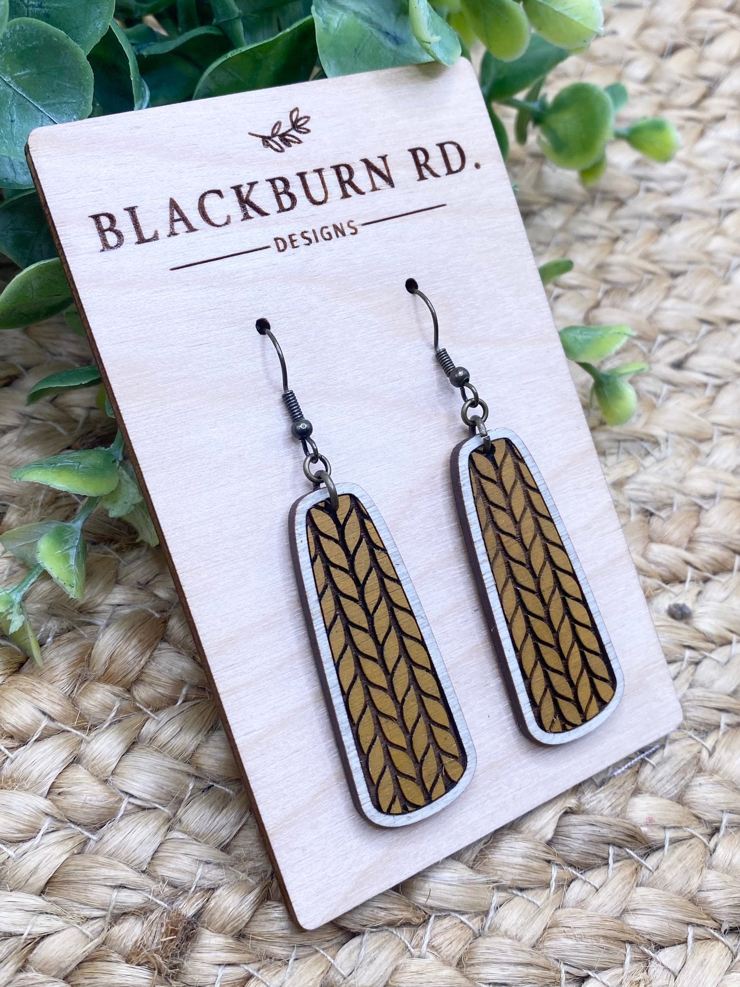 Boho Cable Knit Bar Dangle Earrings