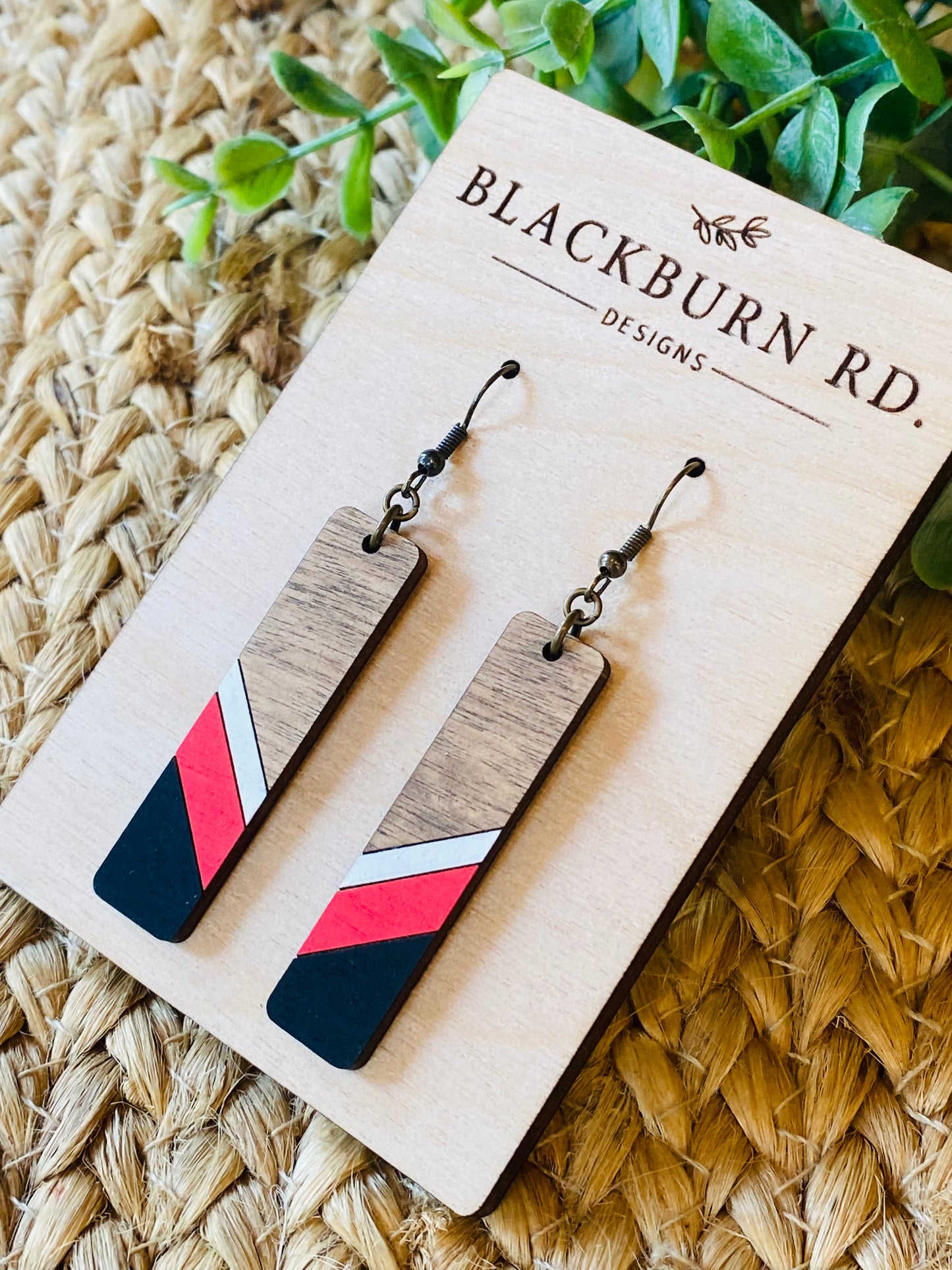 Red Stripe Bar Dangles