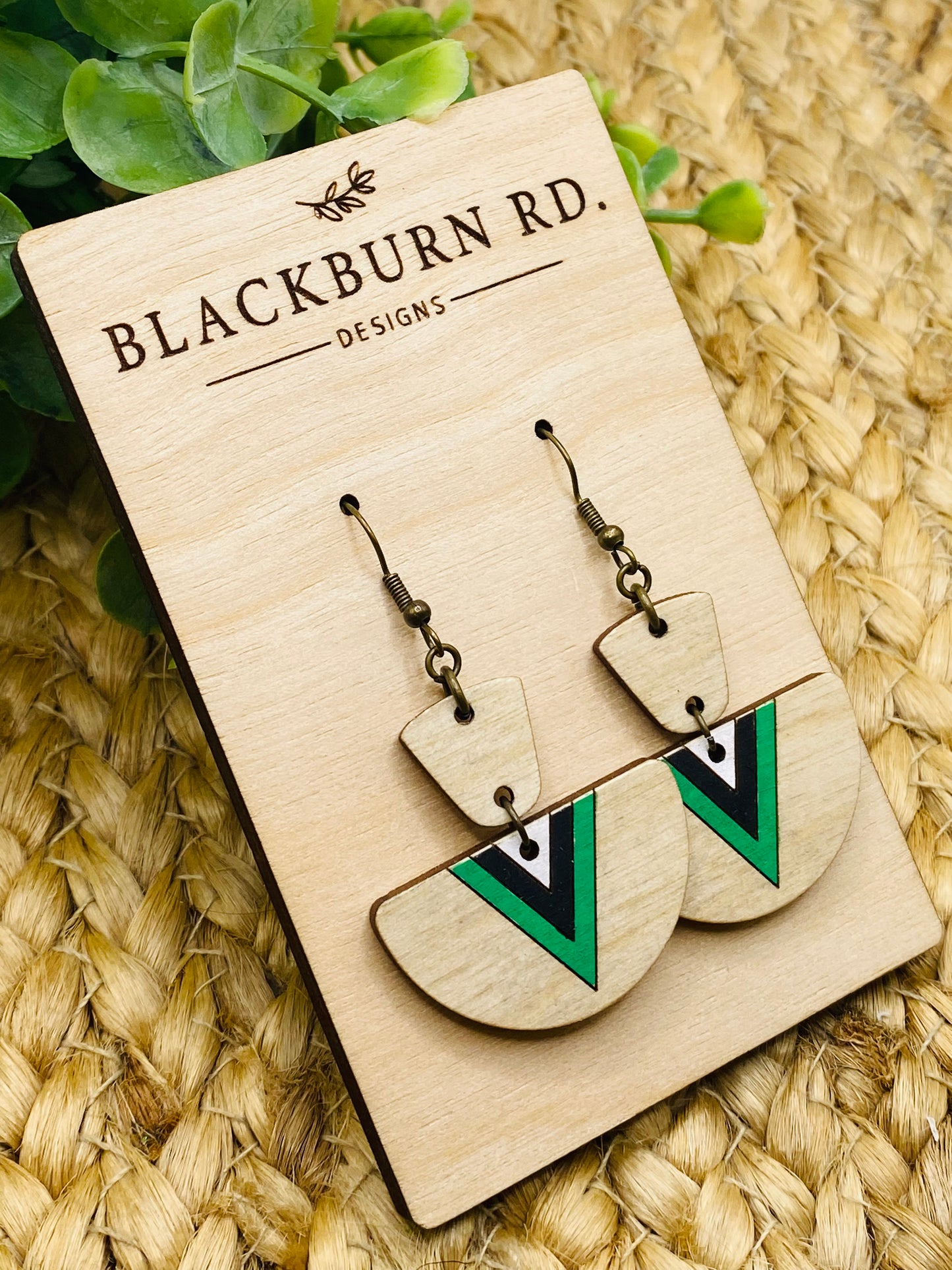 Boho Half Circle V Striped Dangles (Harrison)