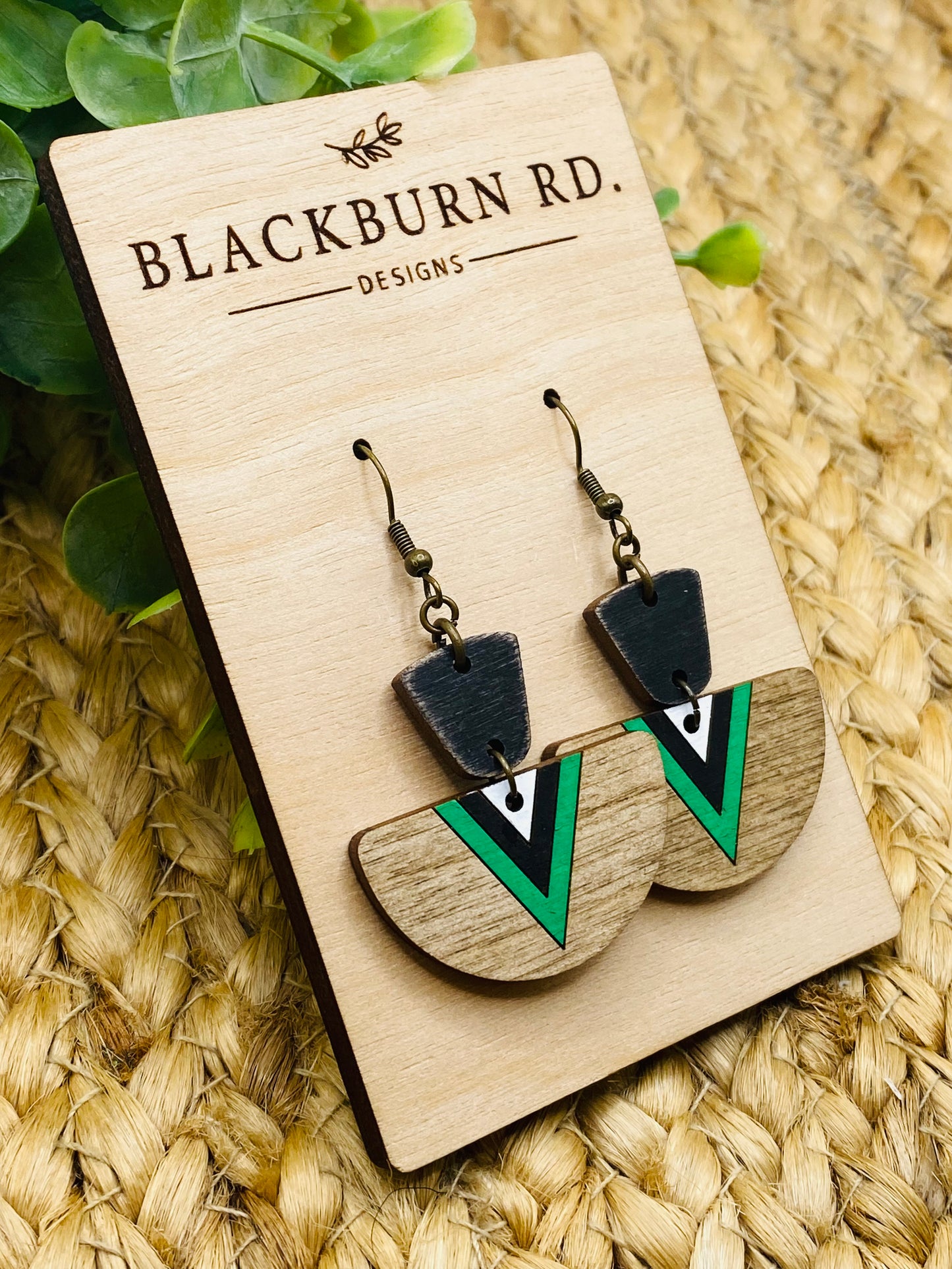 Boho Half Circle V Striped Dangles (Harrison)
