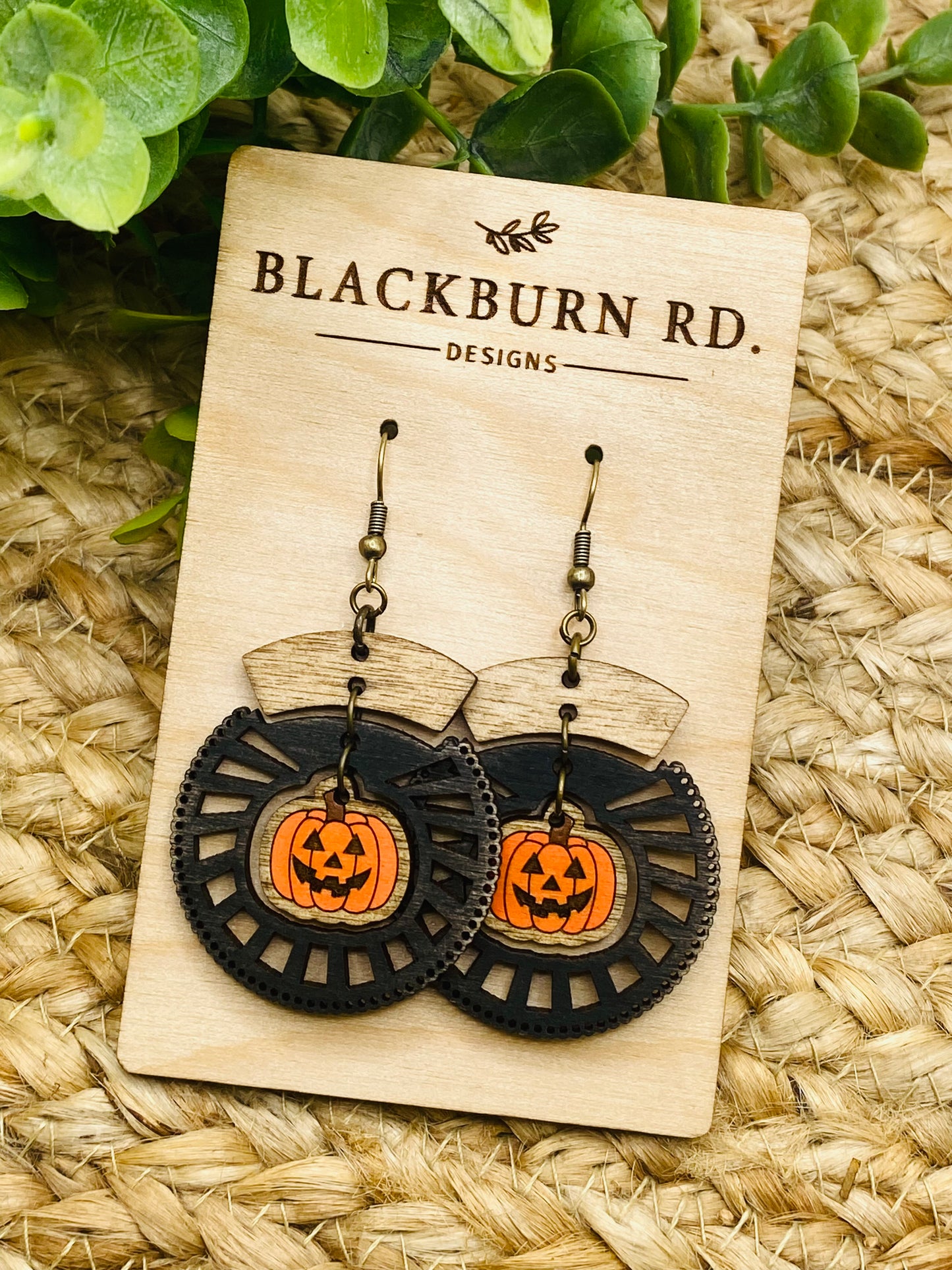 Boho Intricate Jack-O-Lantern Sundial Dangles