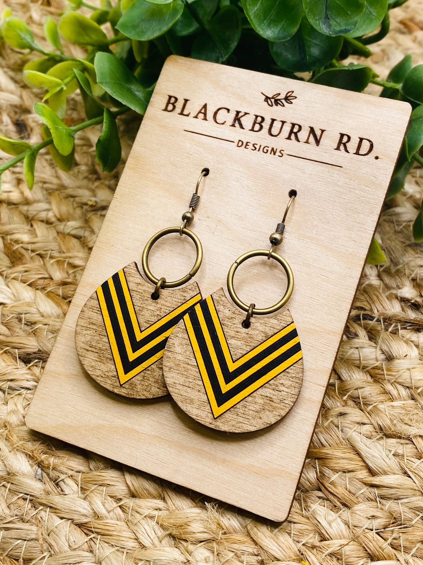 Taylor Pointed Stripe Cut Teardrop Dangles