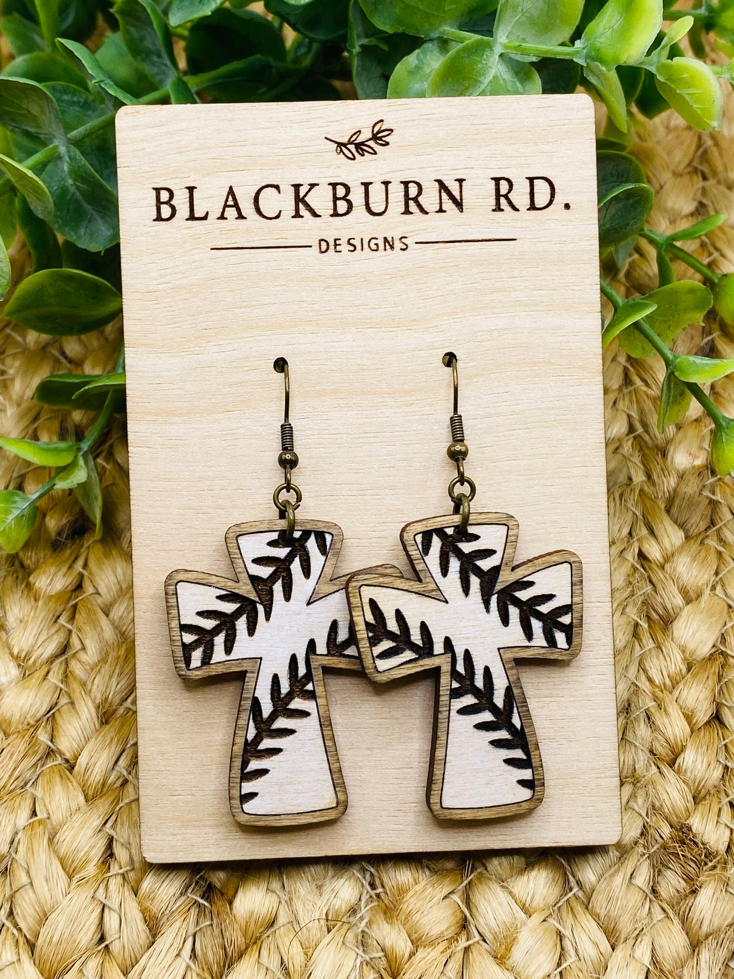 Baseball Cross Dangle Earrings