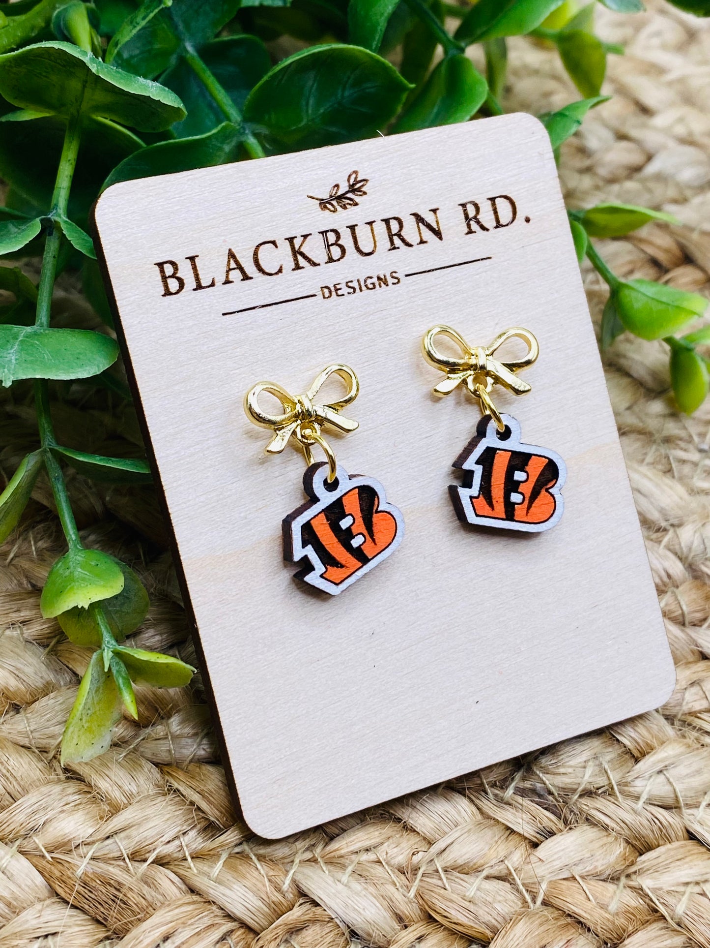 Petite Gold Bow Bengals B Dangle