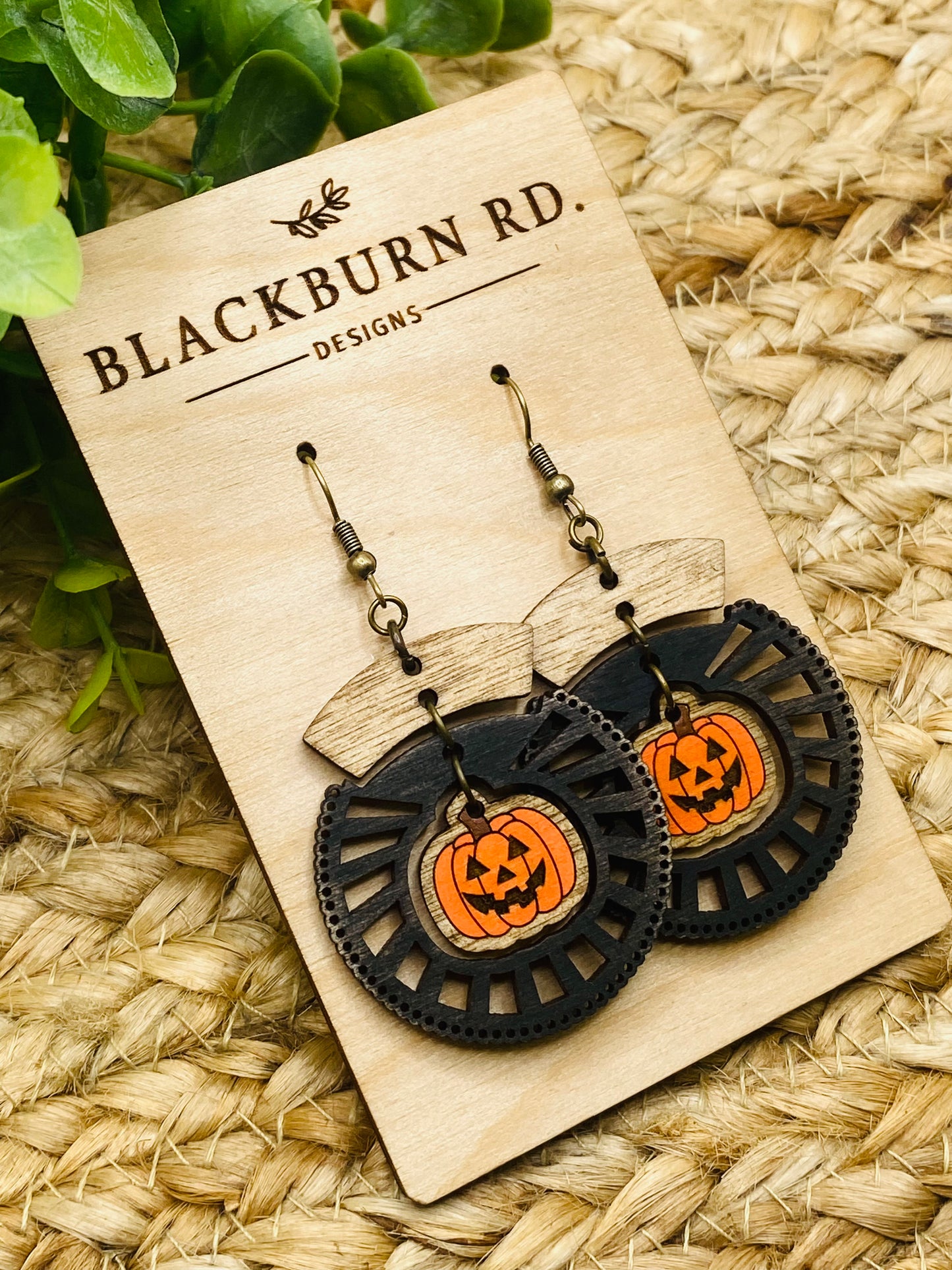 Boho Intricate Jack-O-Lantern Sundial Dangles