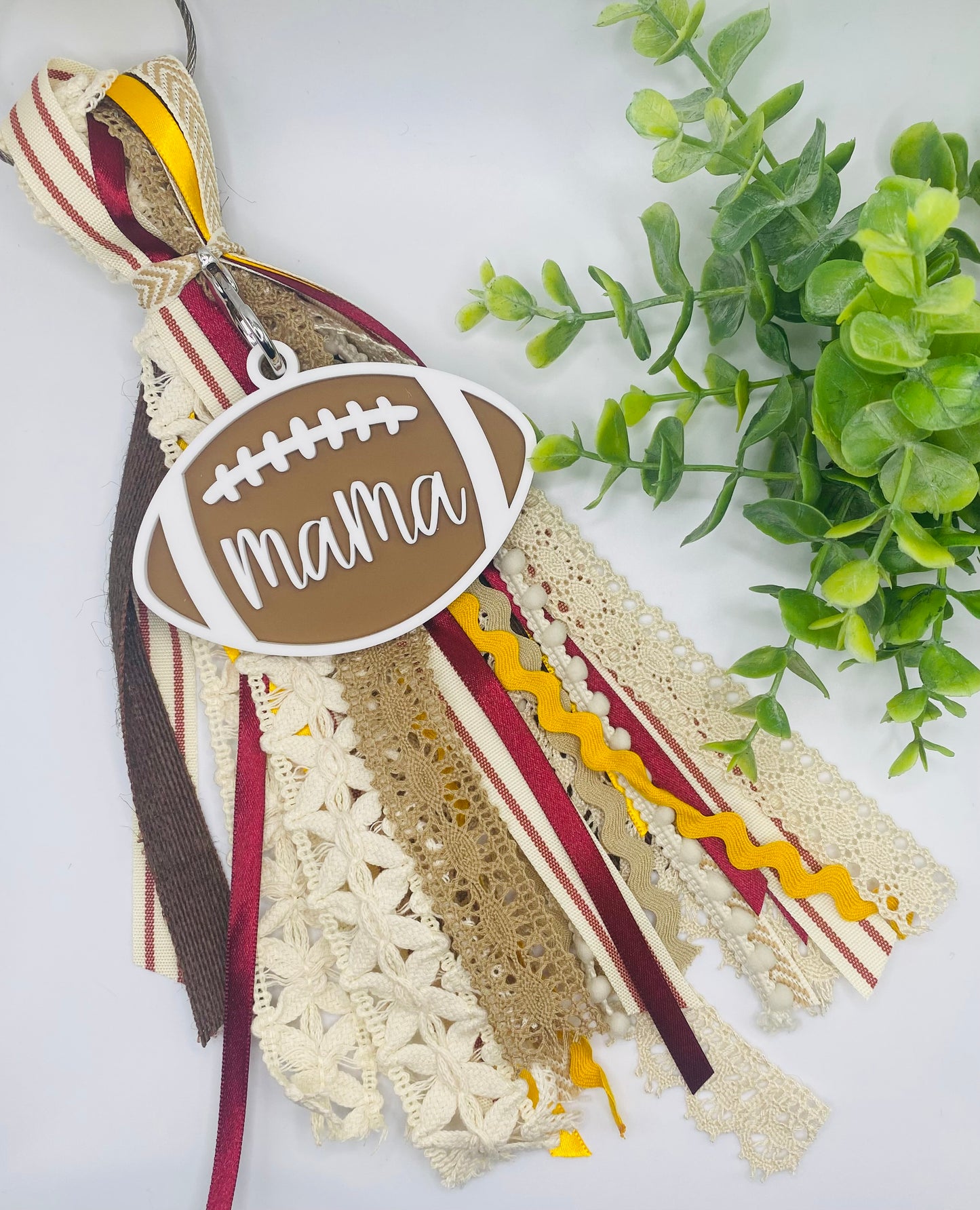 Mama/ Mom Football Bag Tag with Ribbon