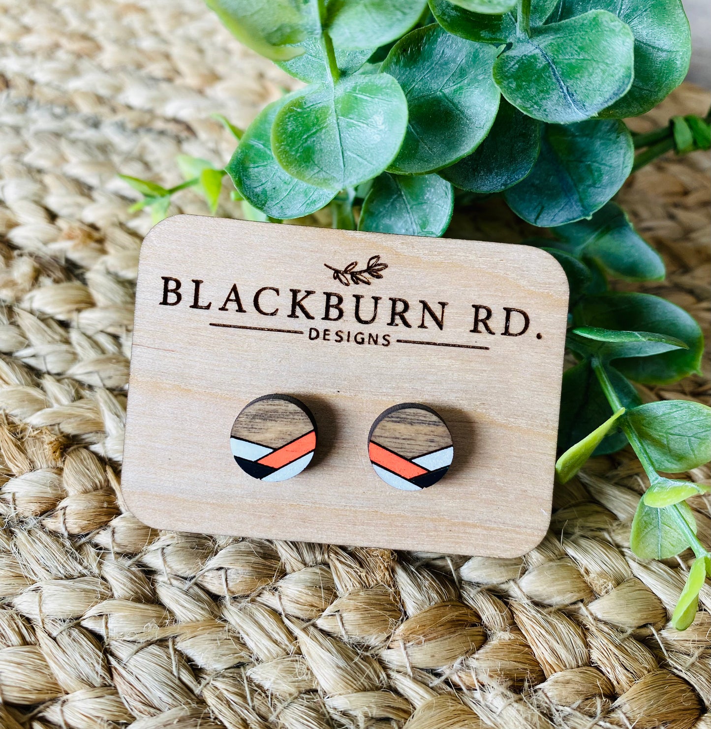 Bengals Chevron Striped Stud Earrings