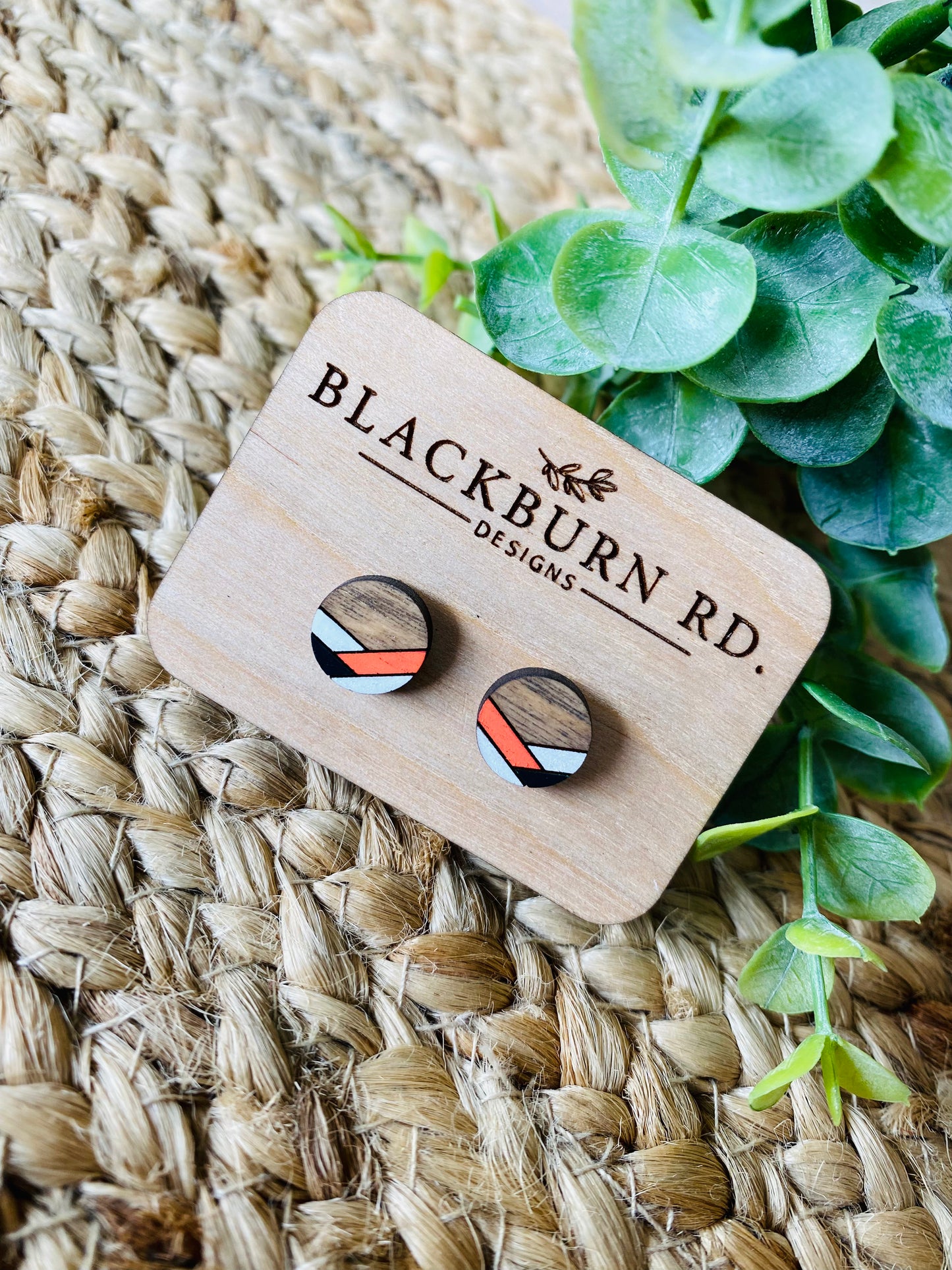 Bengals Chevron Striped Stud Earrings
