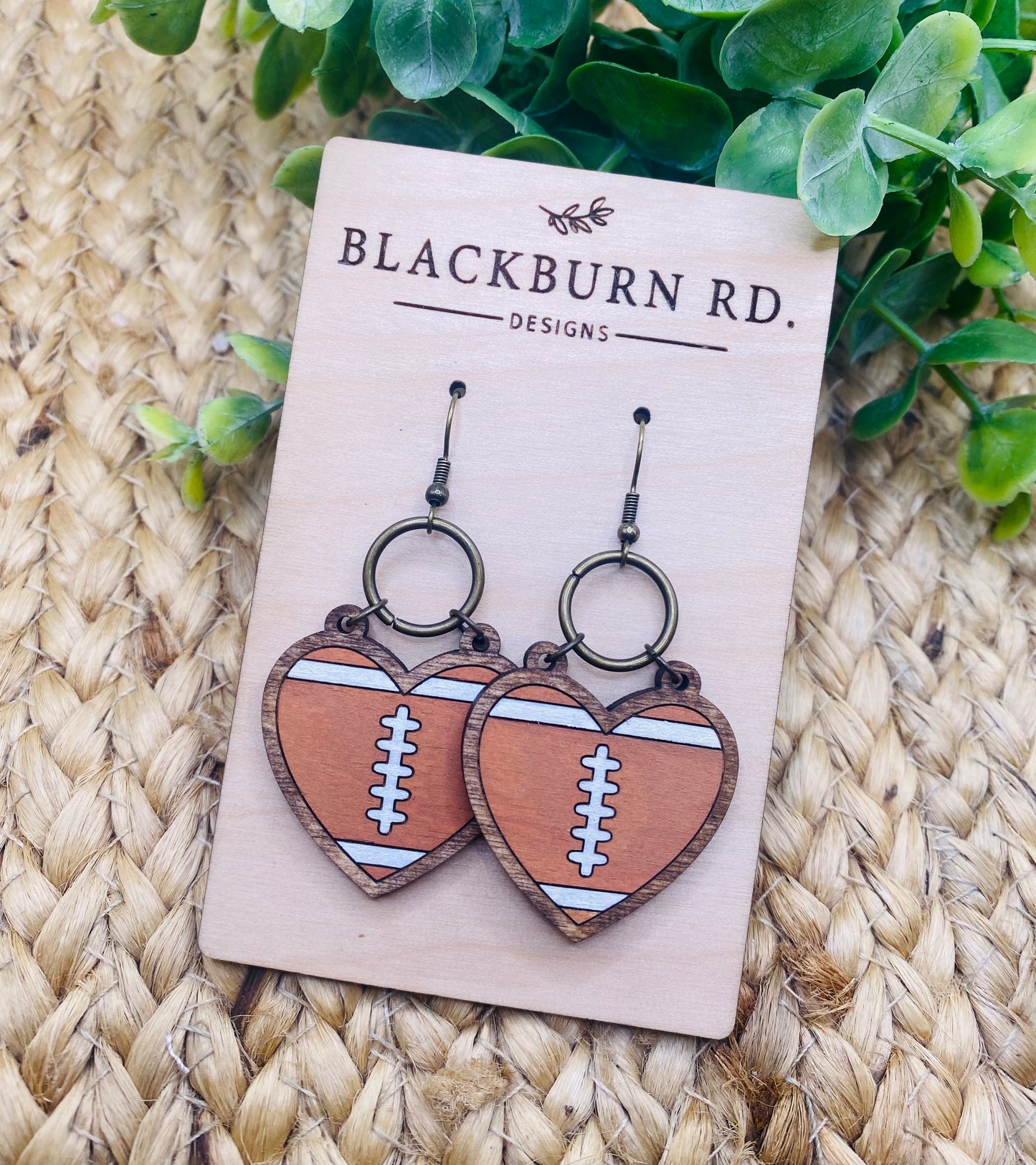 Football Heart Shaped Earrings