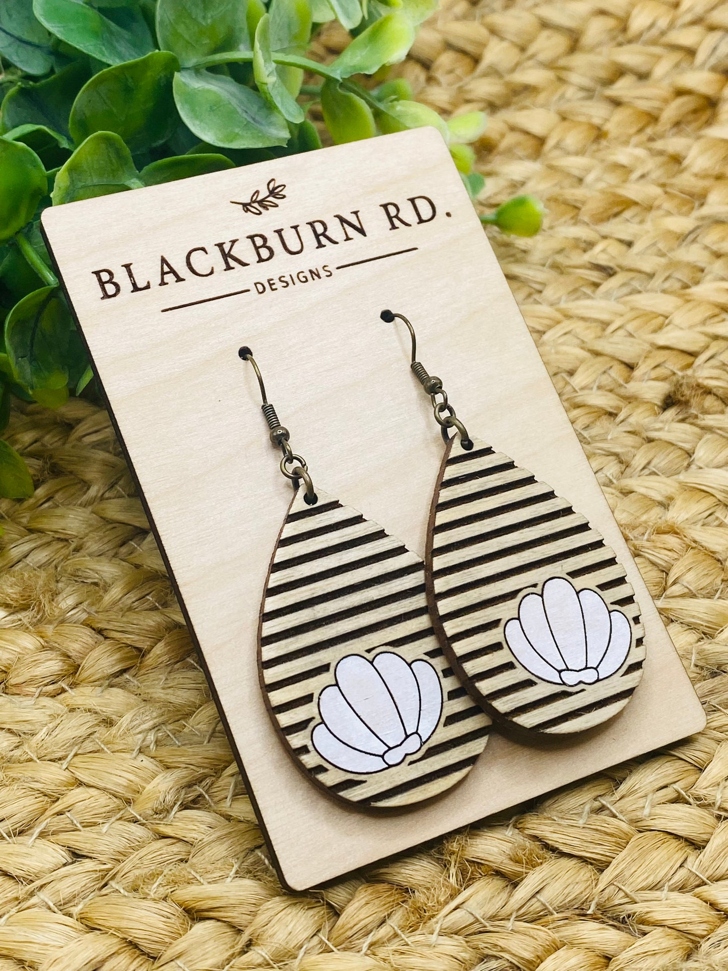 Striped Seashell Teardrop Dangles