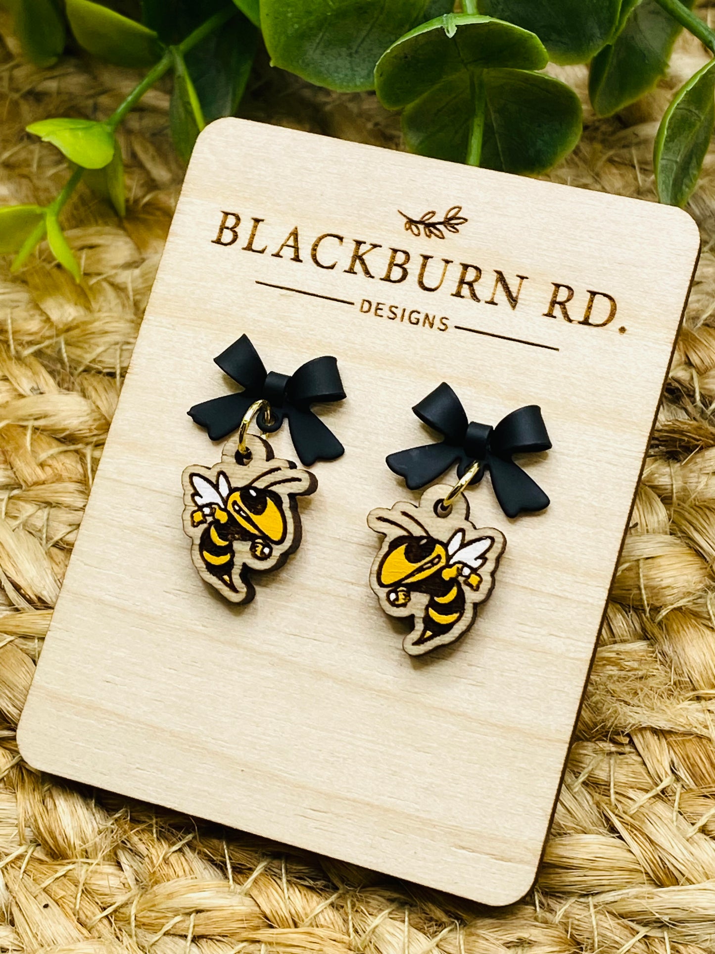 Taylor Petite Black Bow Yellowjacket Dangles