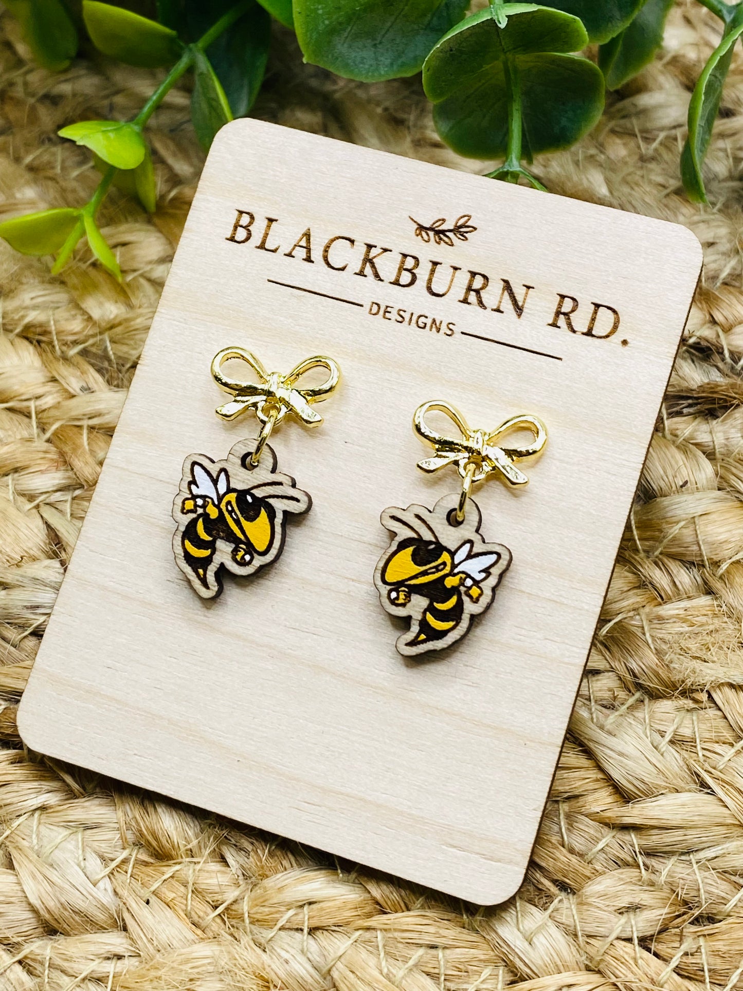 Taylor Petite Gold Bow Yellowjacket Charm Dangles