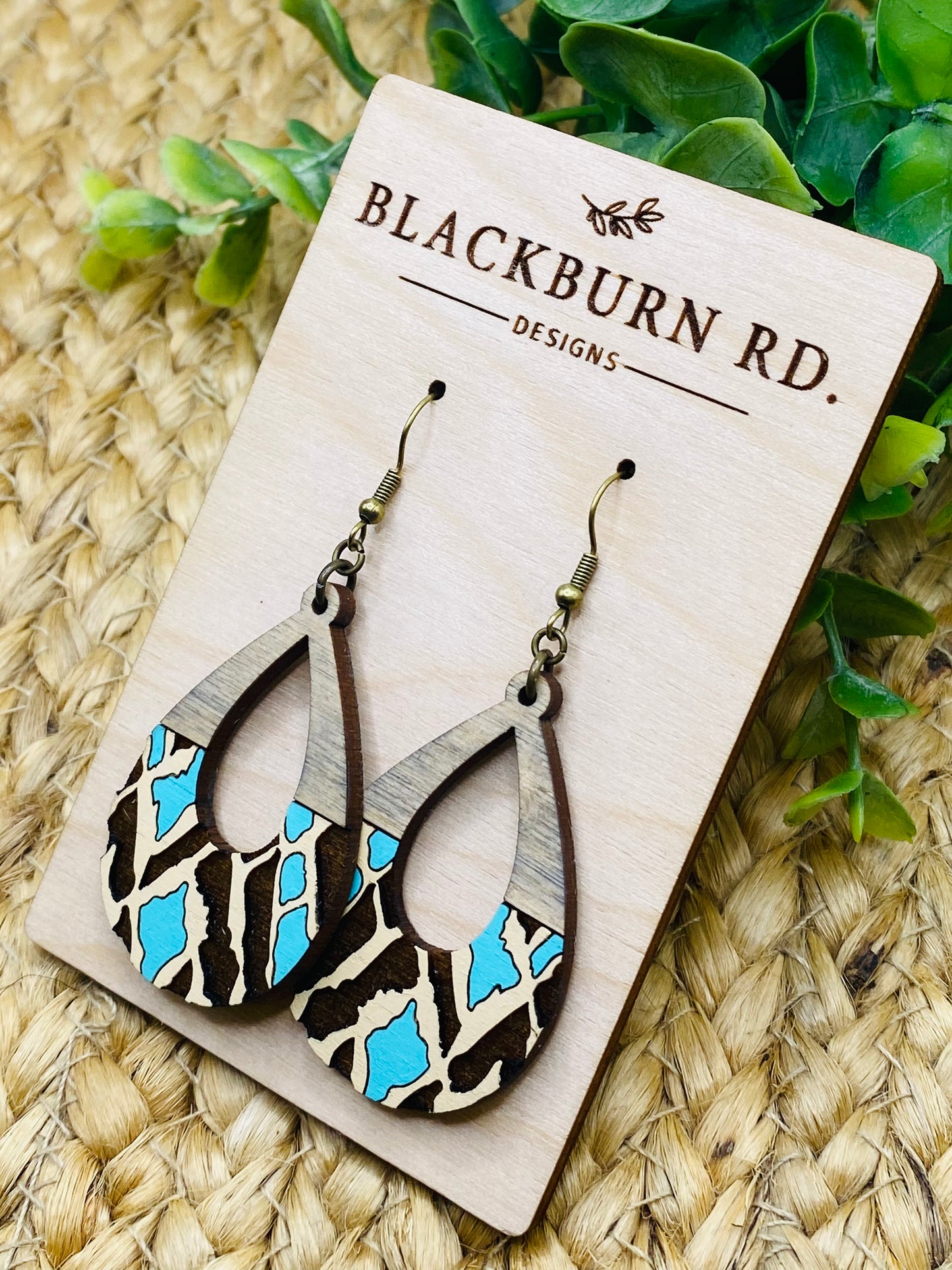 Teal Safari Open Teardrop Dangles