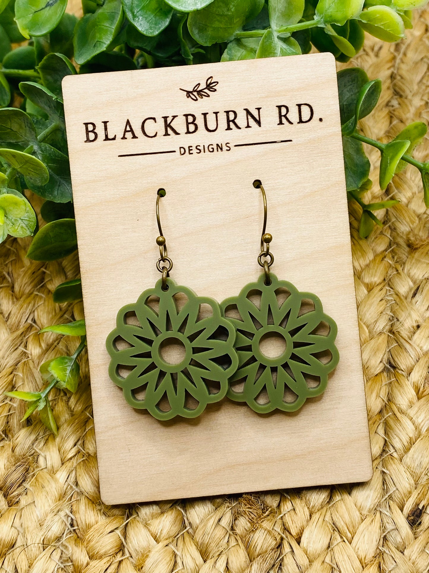 Olive Petite Flower Dangles