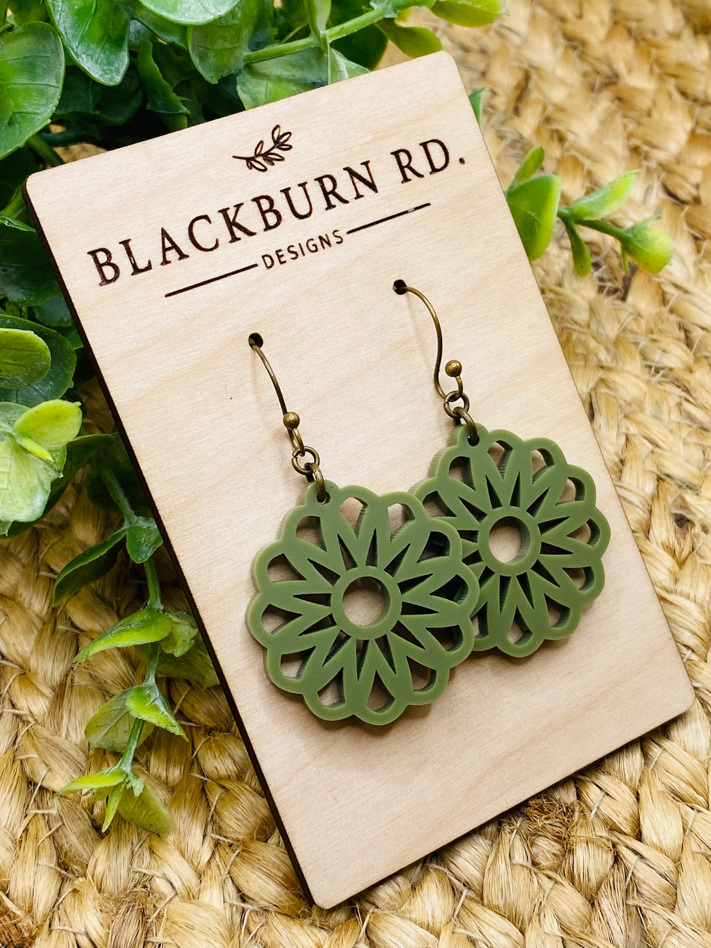 Olive Petite Flower Dangles