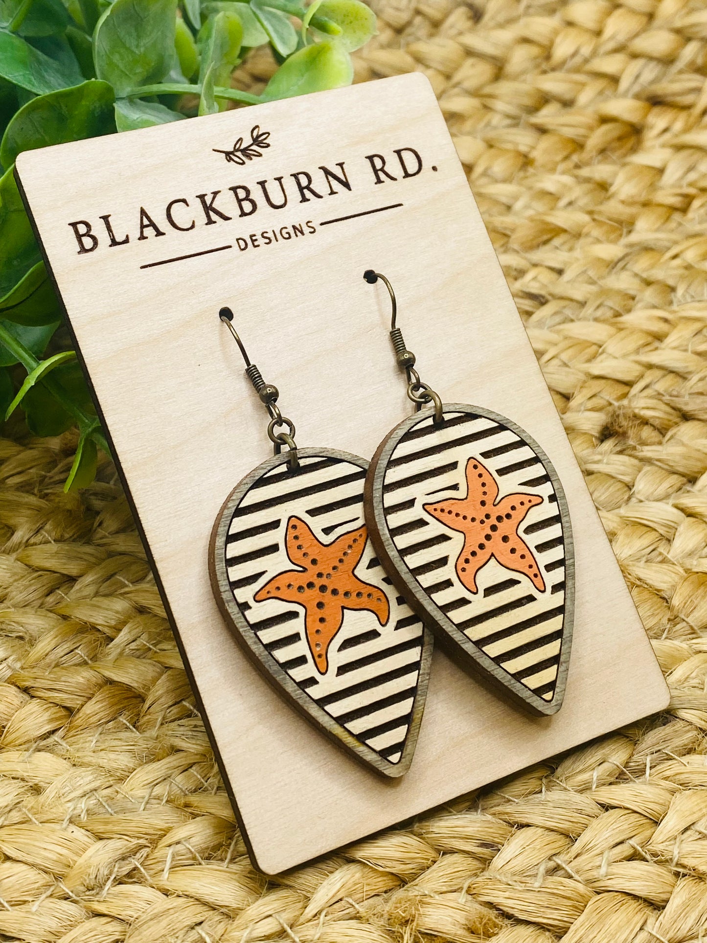 Striped Starfish Reversed Teardrop Dangles