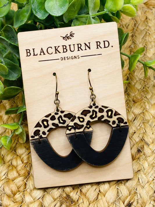 Leopard Stretched Hoop Two Piece Dangles