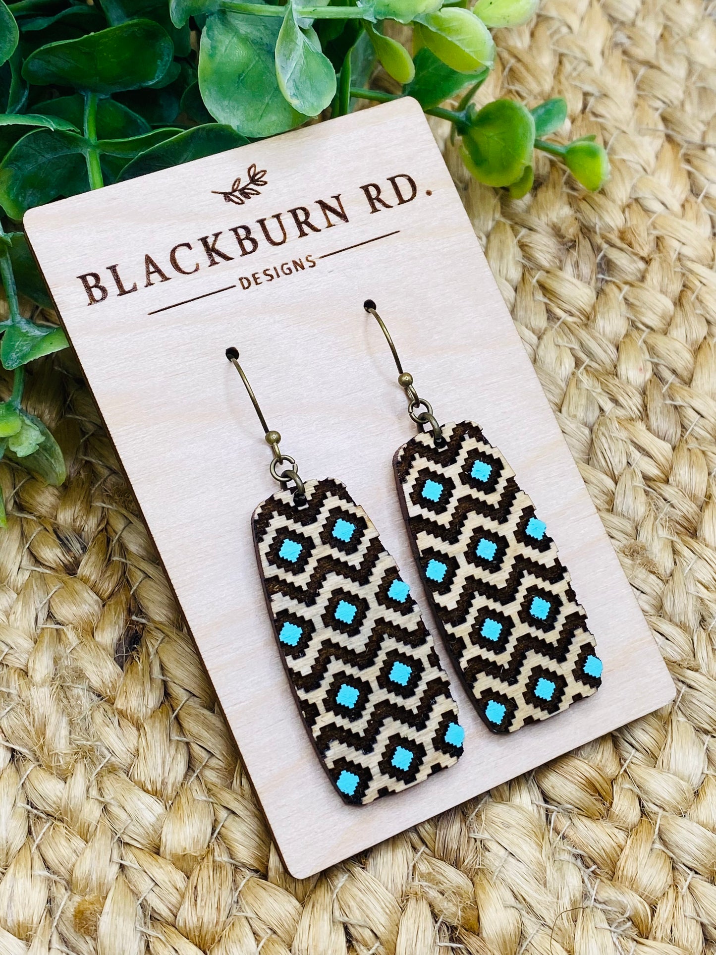 Modern Aztec Wide Bar Dangles