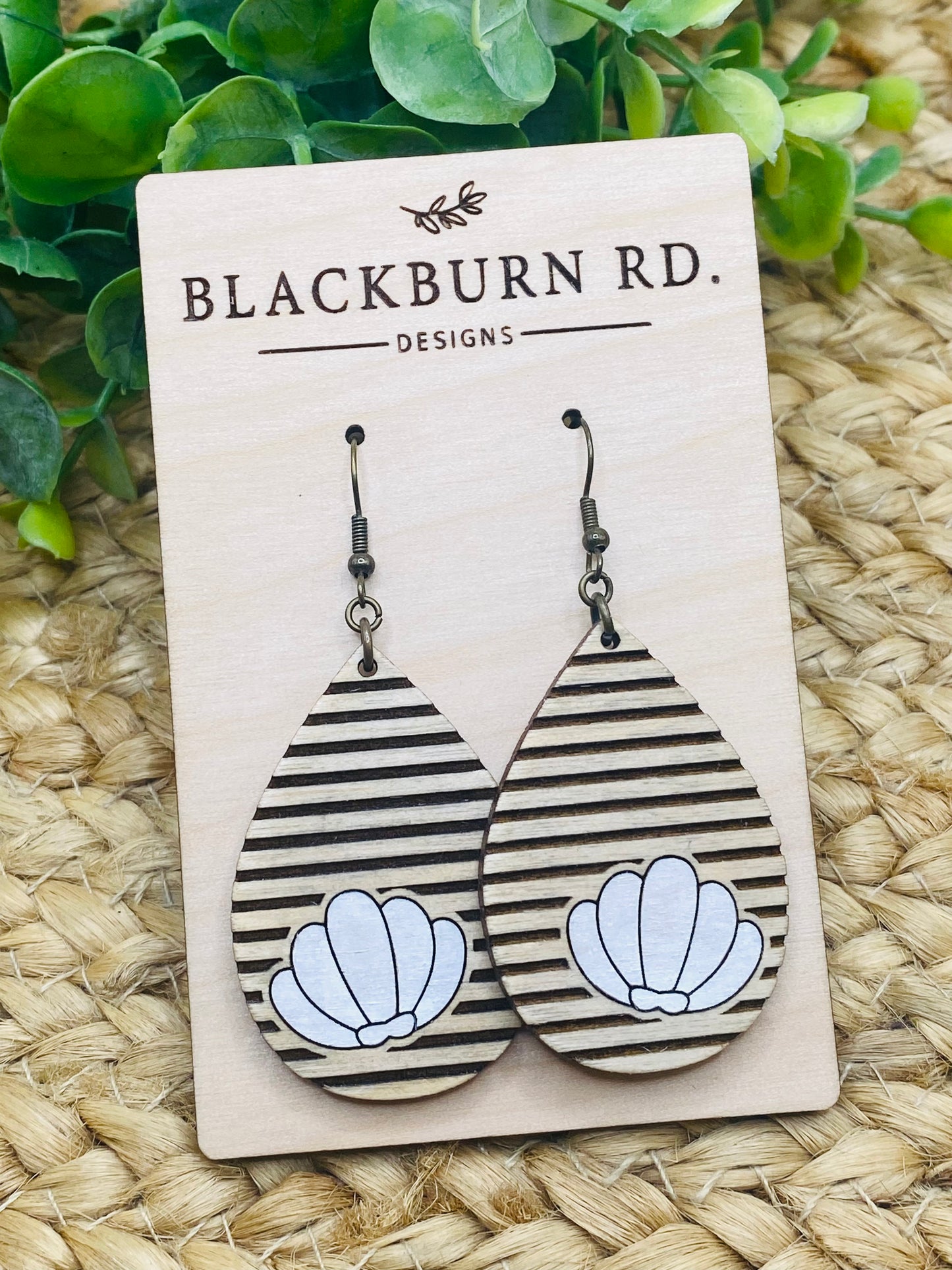 Striped Seashell Teardrop Dangles