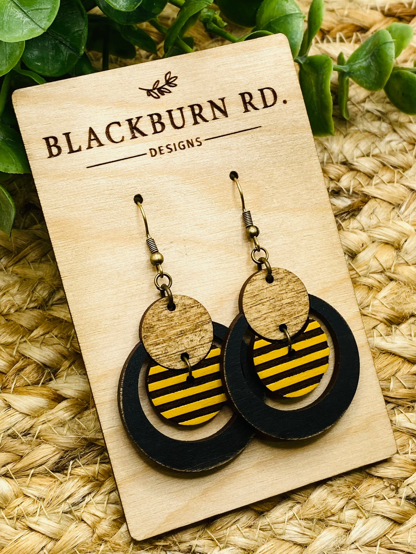 Open Hoop Striped Earrings
